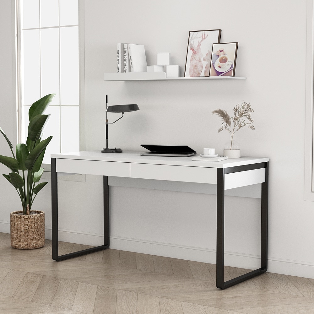 OTTO home Schreibtisch »Moid, Computertisch im modernen Design,« Breite 120/140/160 cm, mit Metallbeinen & Schublade