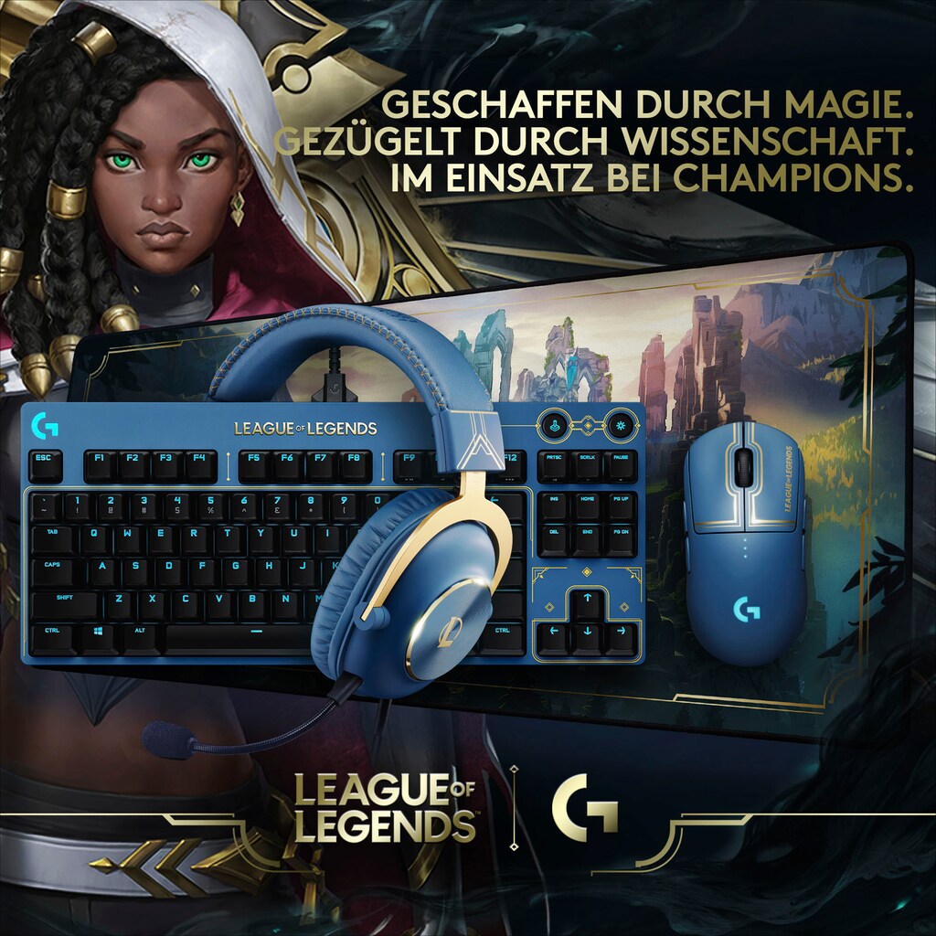 Logitech G Gaming-Tastatur »G PRO League of Legends Edition«, (Funktionstasten-USB-Anschluss-Antirutsch-Füße)