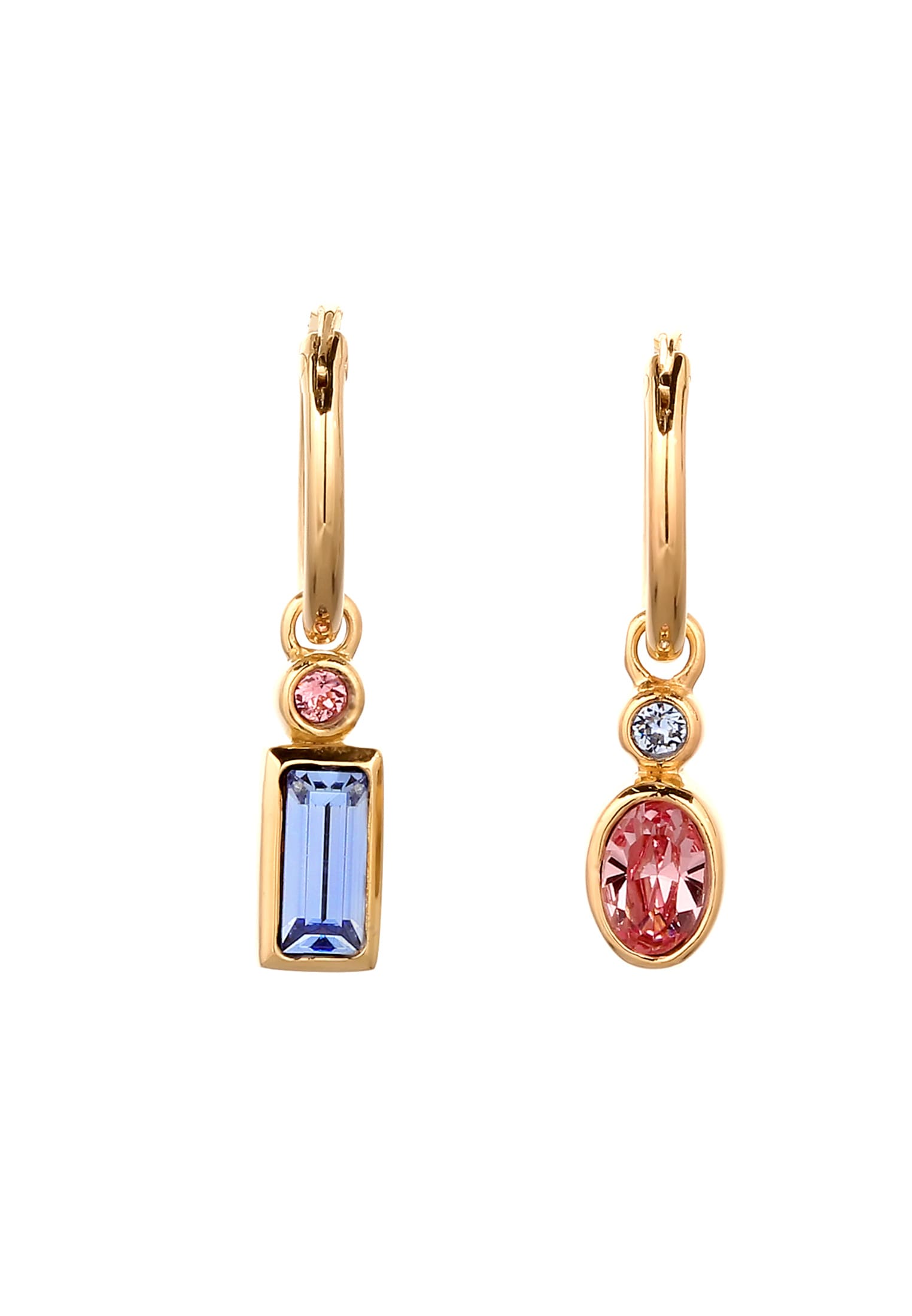 Elli Paar Creolen »Ohrringe Creolen Glas Kristalle Rosa 925 Sterling Silber vergoldet«