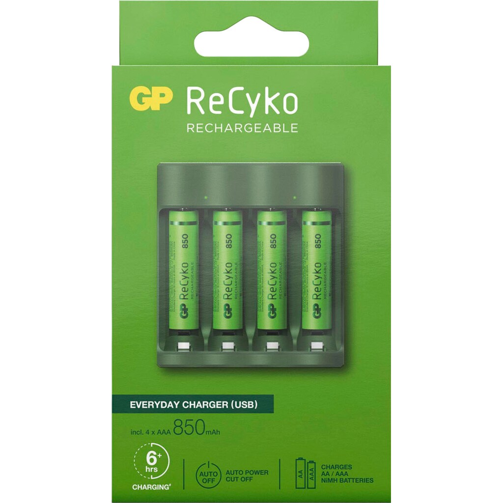 GP Batteries Akku-Ladestation »USB-Akkuladegerät B421 inkl. 4x ReCyko AAA Akkus je 850 mAh«
