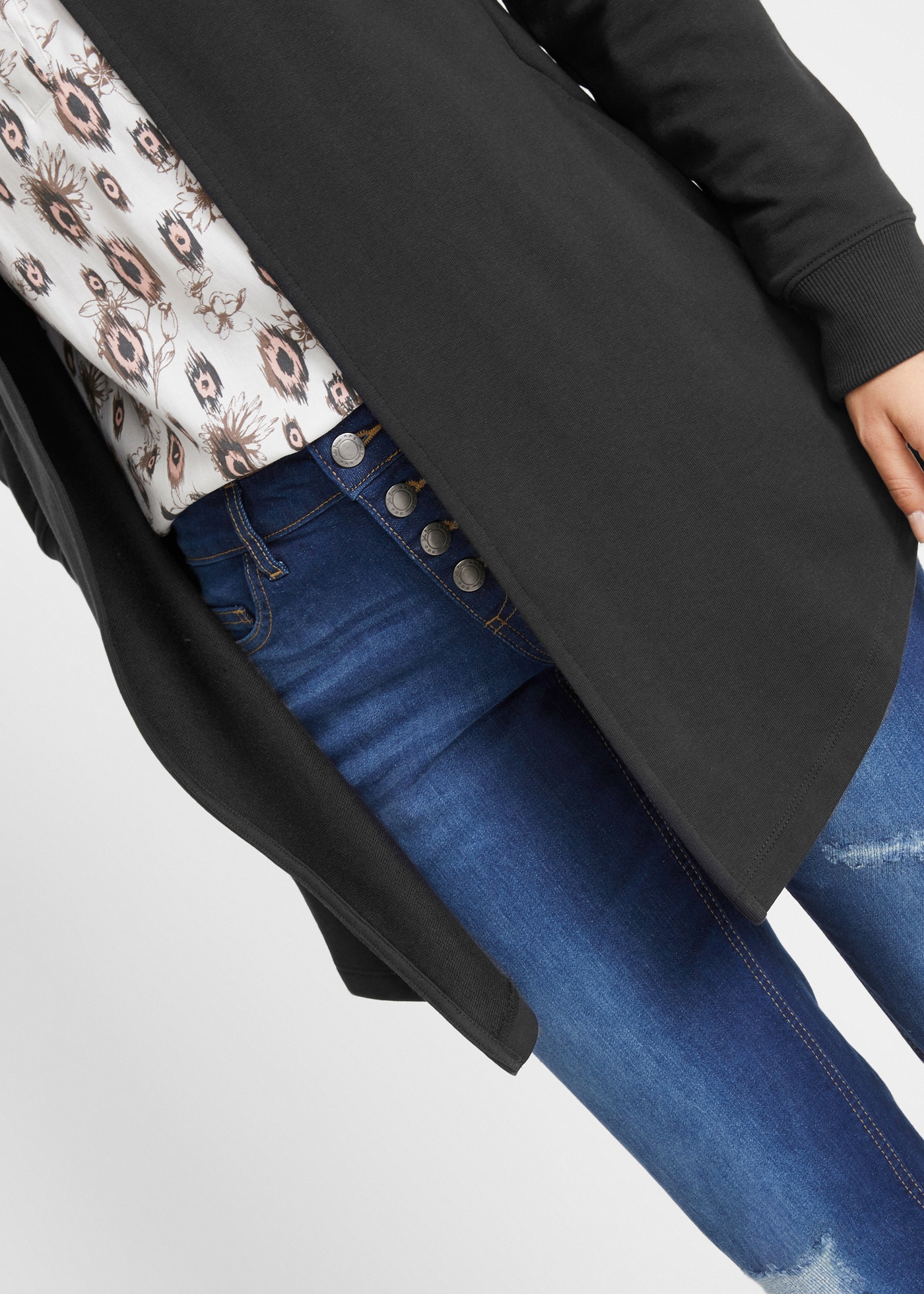 bonprix Sweatjacke mit Kapuze, für vielseitige Alltagslooks, schmale Passform