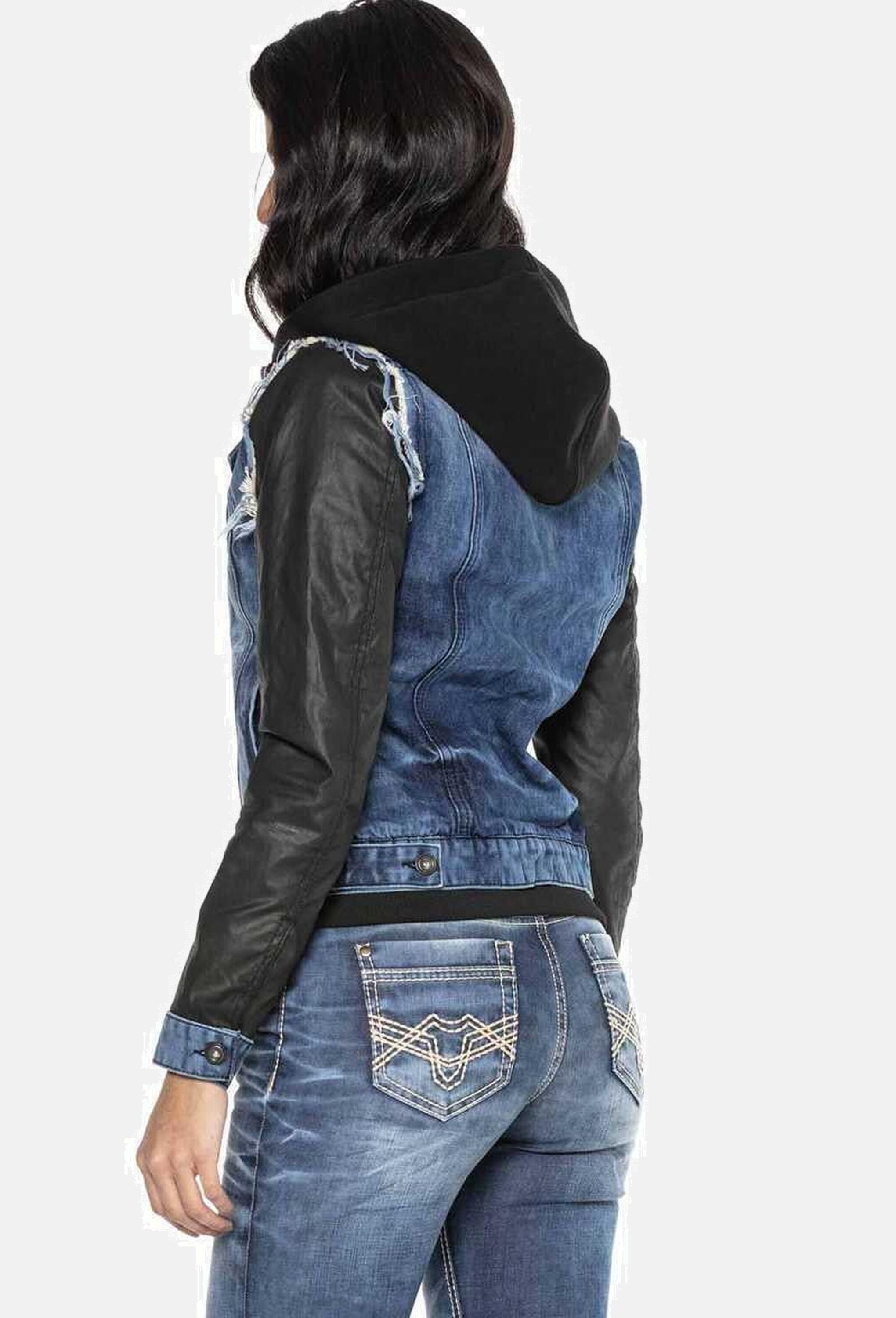 Cipo & Baxx Jeansjacke »Cipo & Baxx Jacke« mit Kapuze Mit durchgehendem Reißverschluss, WJ184