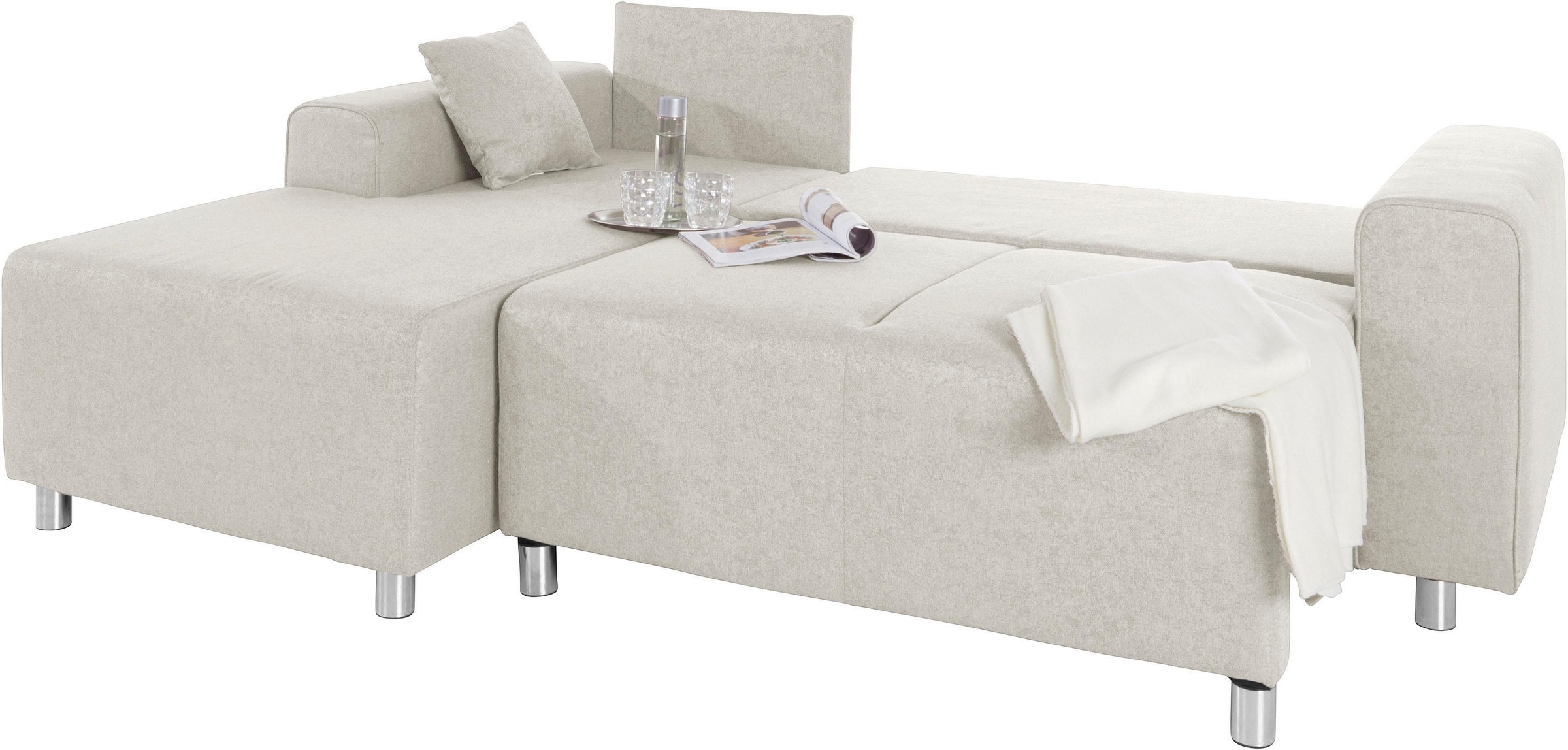 Guido Maria Kretschmer Home&Living Ecksofa »Györ«, L-Form, wahlweise mit Bettfunktion und Bettkasten incl. 2 Zierkissen