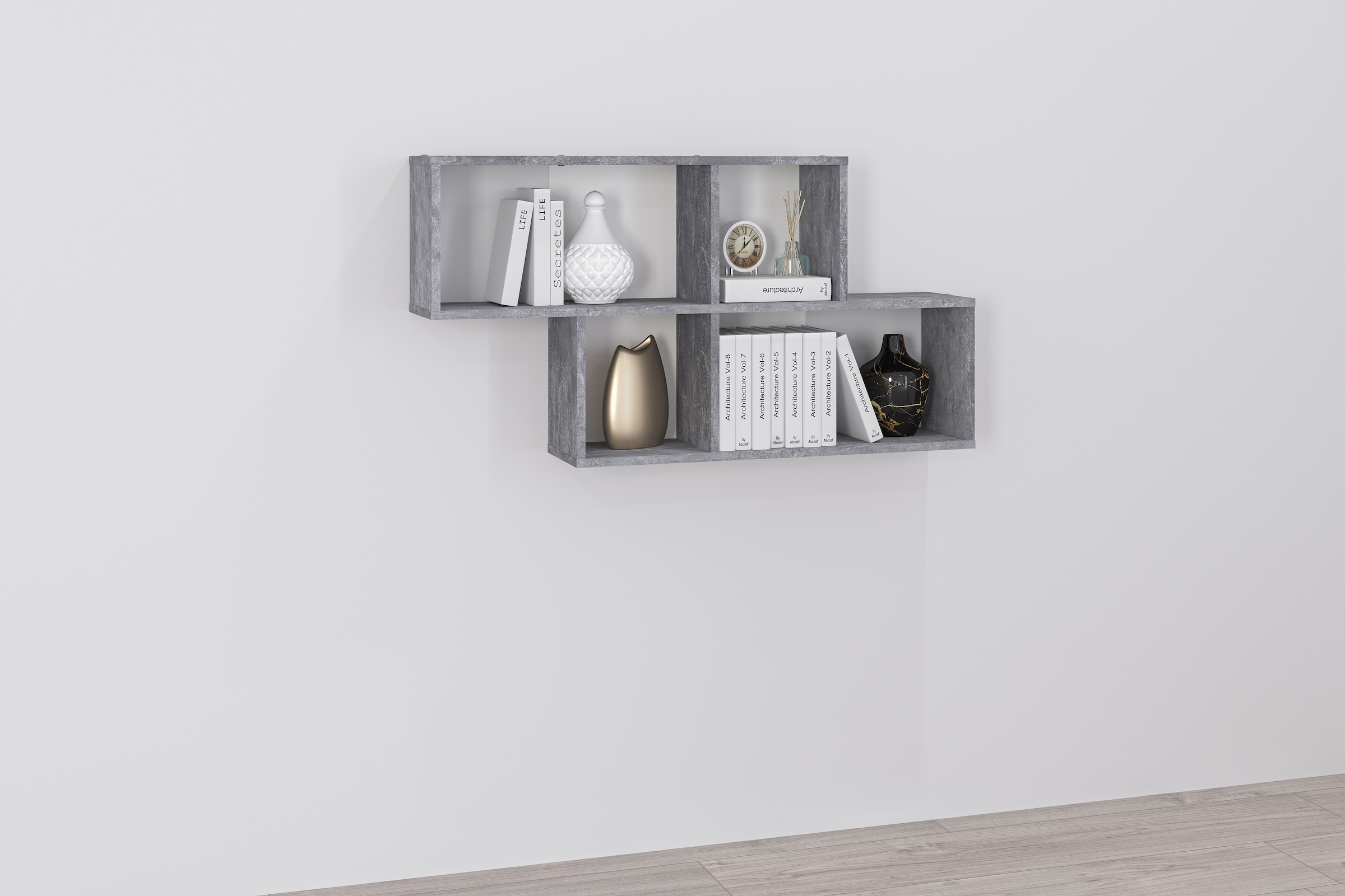 FMD Wandregal »Nora« Regal kompakt für Bücher und Accessoires, 100 cm breit, 53 cm hoch