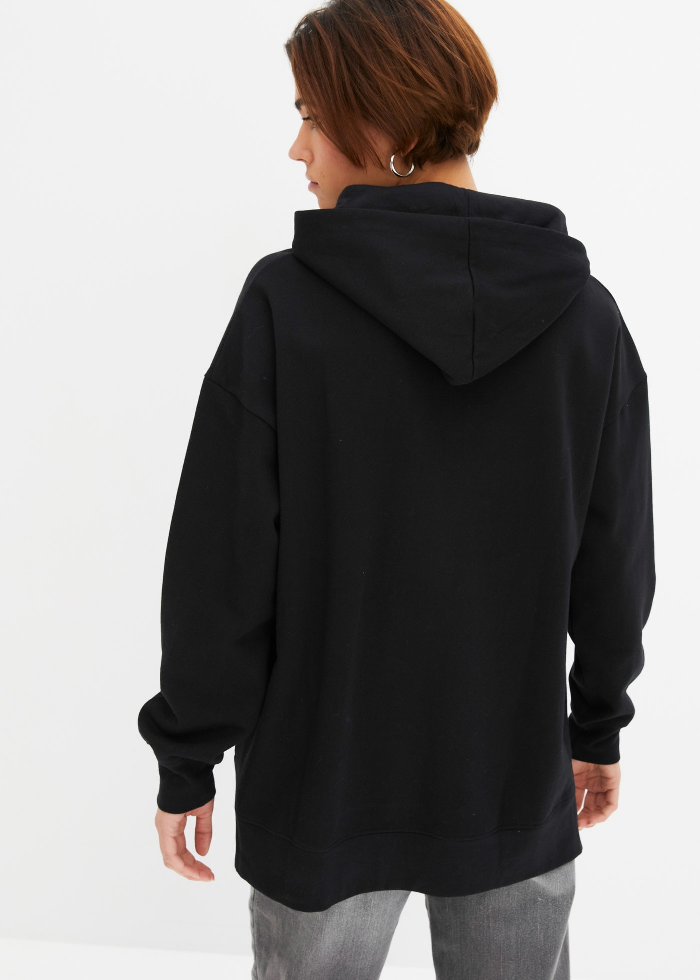 bonprix Hoodie , Oversize-Passform, aus Baumwolle, mit seitlichen Schlitzen

