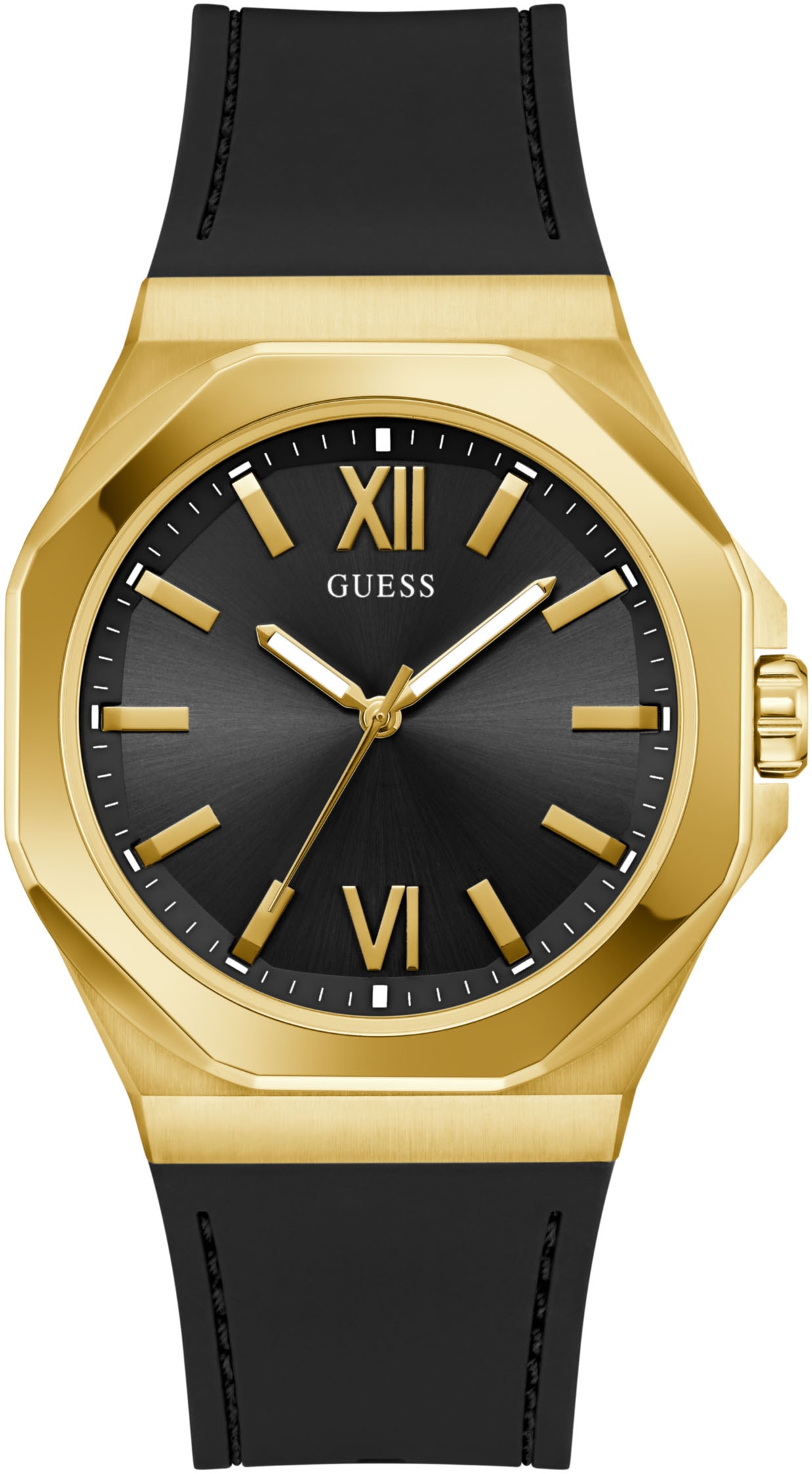 Guess Quarzuhr »EMPEROR« Armbanduhr, Herrenuhr, Silikonarmband, Geschenkidee, analog