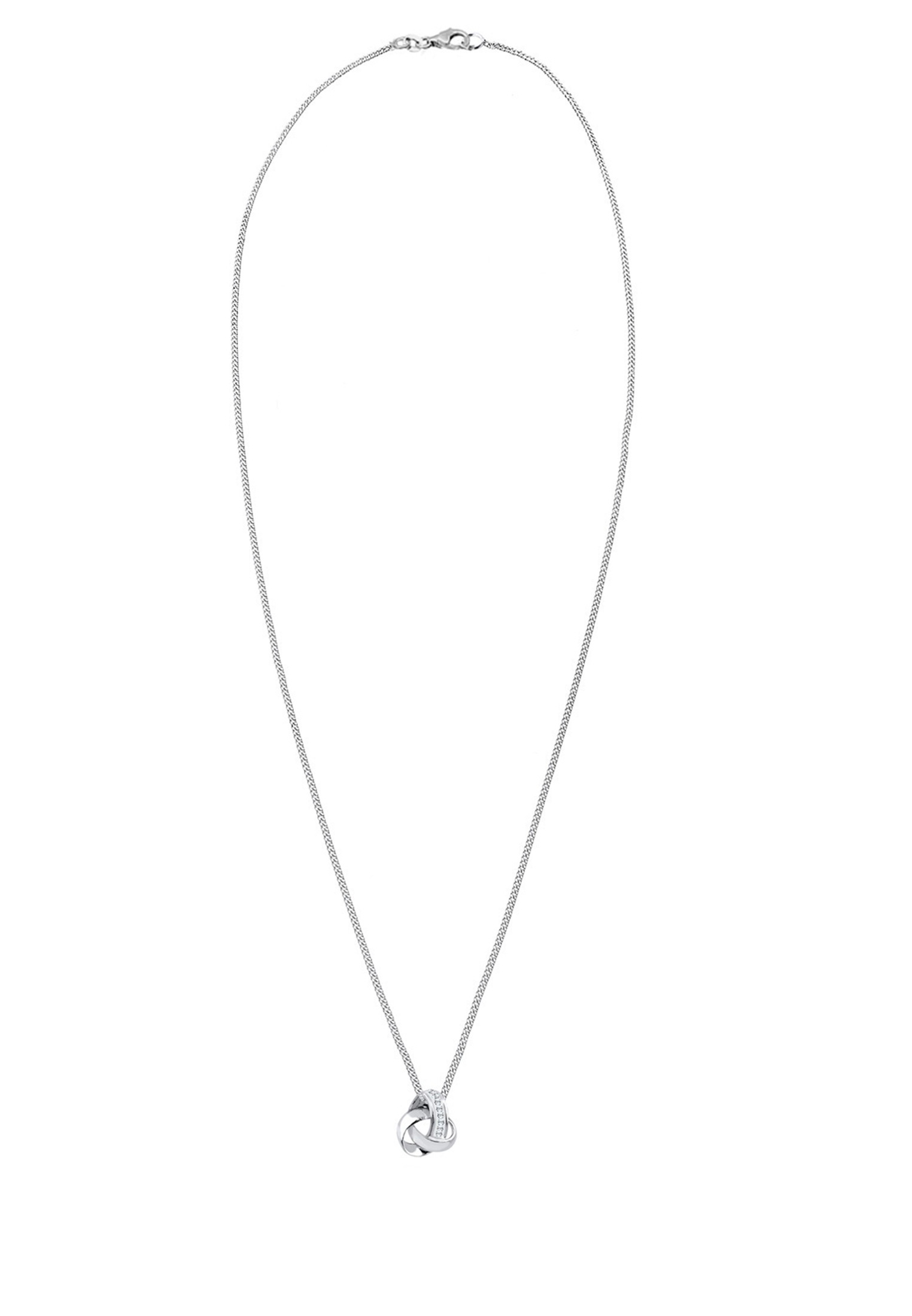 Elli Silberkette »Halskette Knoten Glas Kristalle Weiß 925 Sterling Silber«