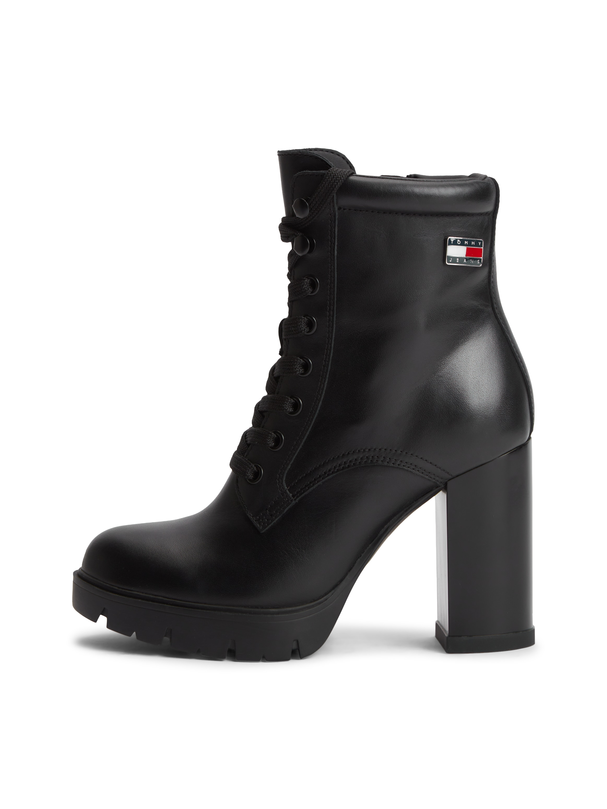 Tommy Jeans High-Heel-Stiefelette »TJW LACE UP HIGH HEEL BOOTS«  Blockabsatz, Schnürstiefelette mit Logoflag