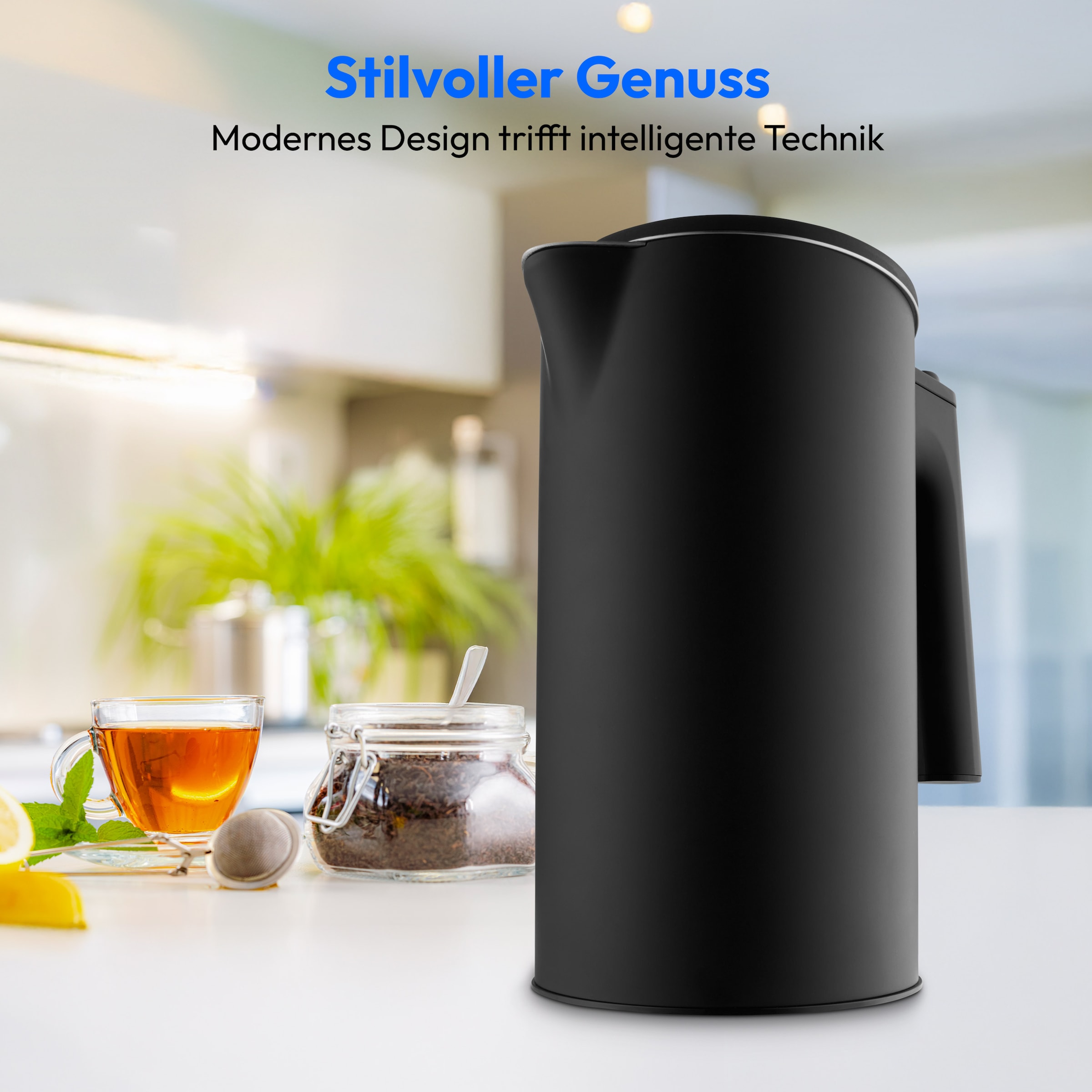 Medion® Wasserkocher »MD12106« 1,5 l 2200 W 2.200 W, 1,5 L, LED-Display, Sensor-Touch Bedienung, Kindersicherung