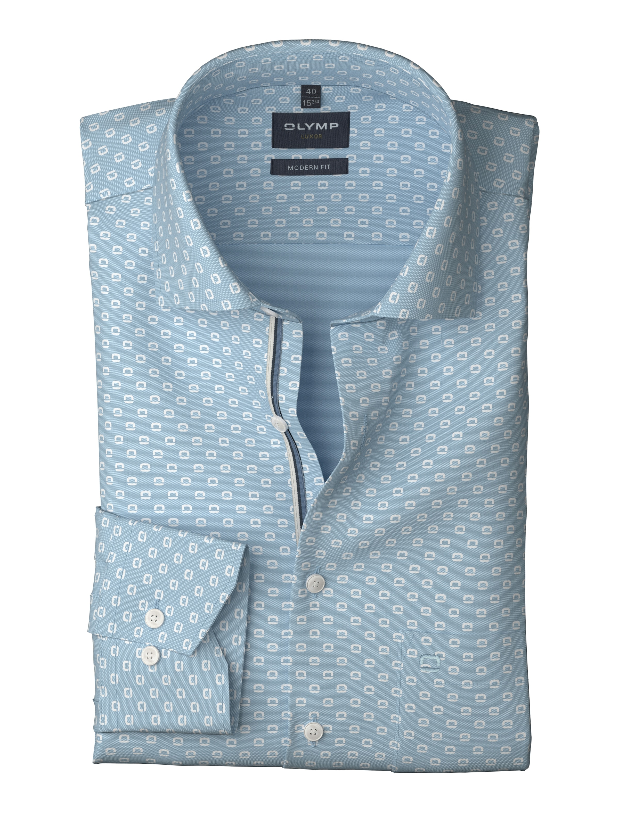 OLYMP Langarmhemd »Luxor modern fit« gemustert, Businesshemd, Global-Kentkragen, modern fit