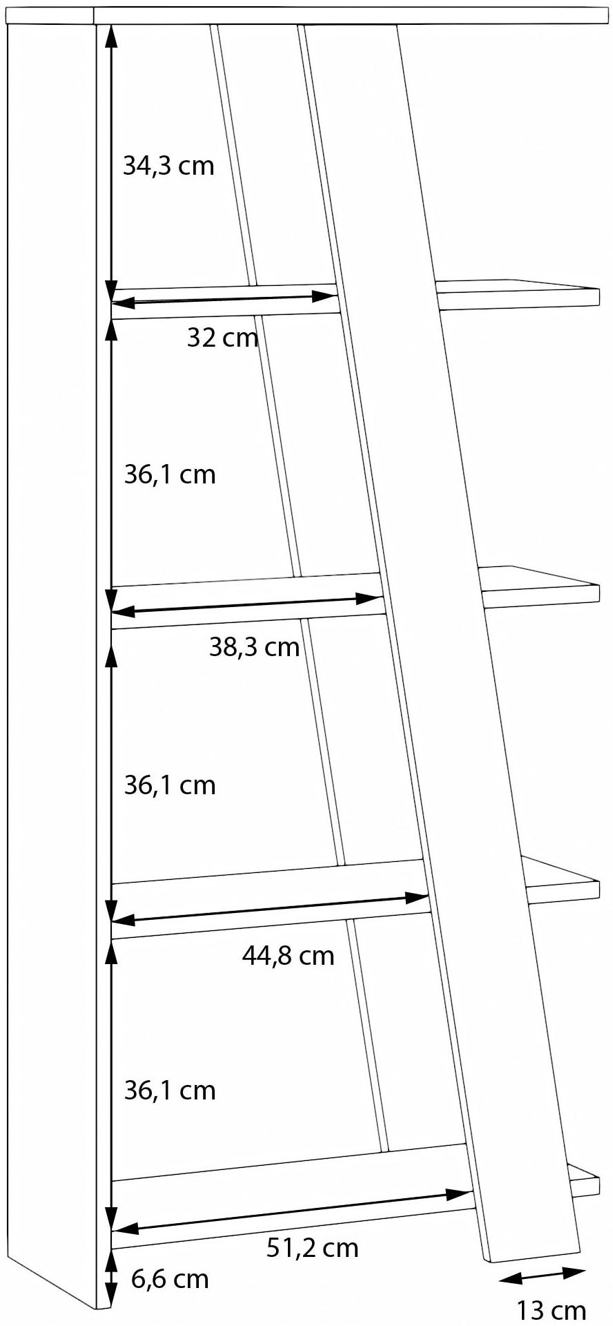 FORTE Standregal »Standregal, 4 Ablageböden, Höhe 161 cm« B/H/T 72/161/29,6 cm verschiedene Dekore