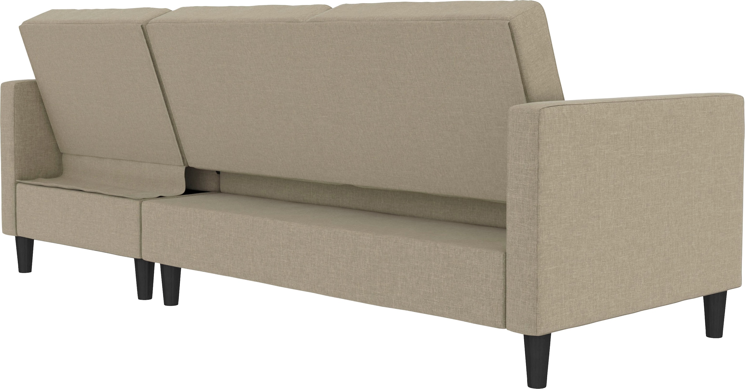 Dorel Home Ecksofa »Presley, L-Form,« Ecksofa mit Bett-Funktion und Stauraum, verstellbare Rückenlehne