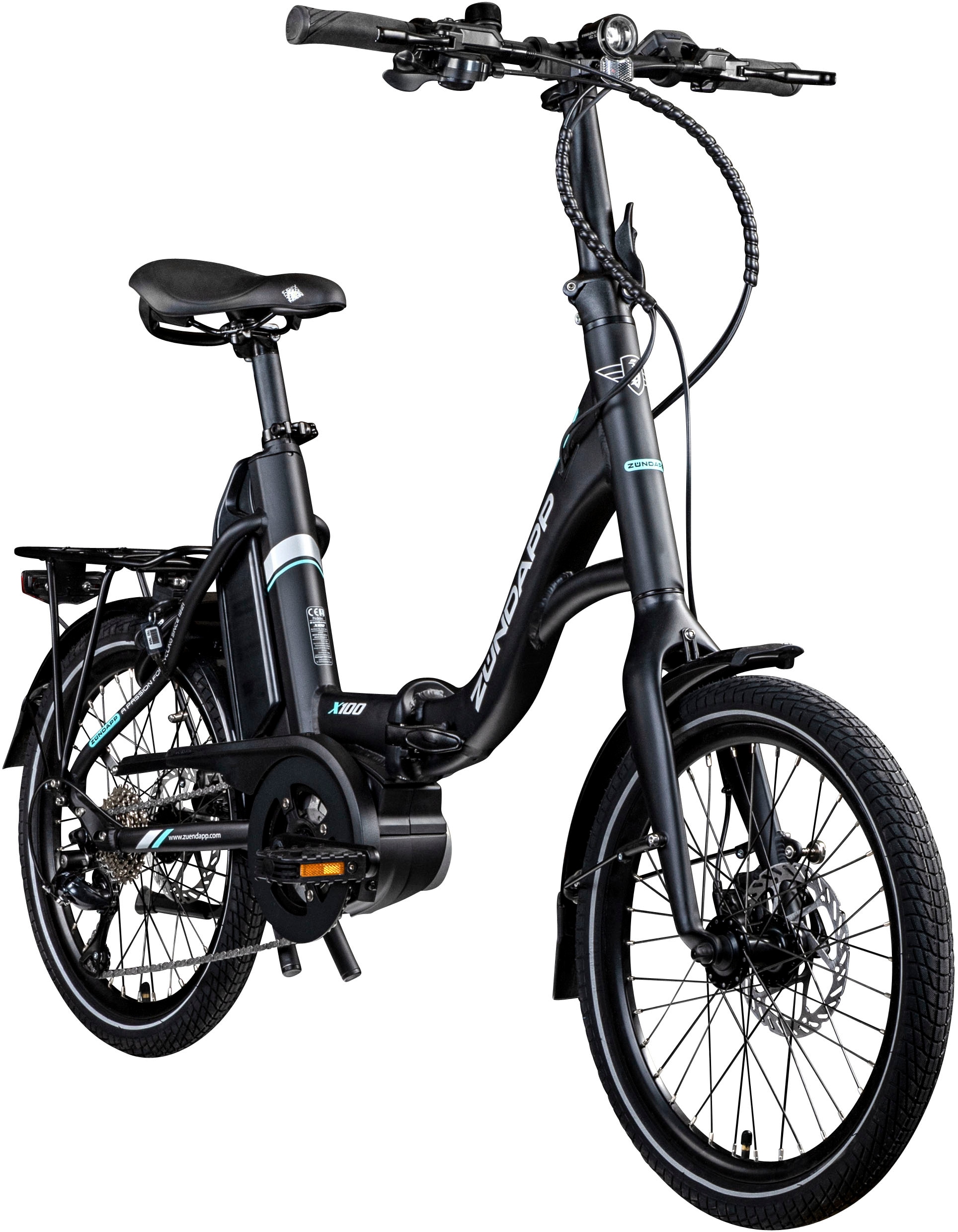 Zündapp E-Bike »X100«, 9 Gang, Shimano, Sora, Mittelmotor 250 W, Pedelec, Elektrofahrrad für Damen u. Herren, Faltrad