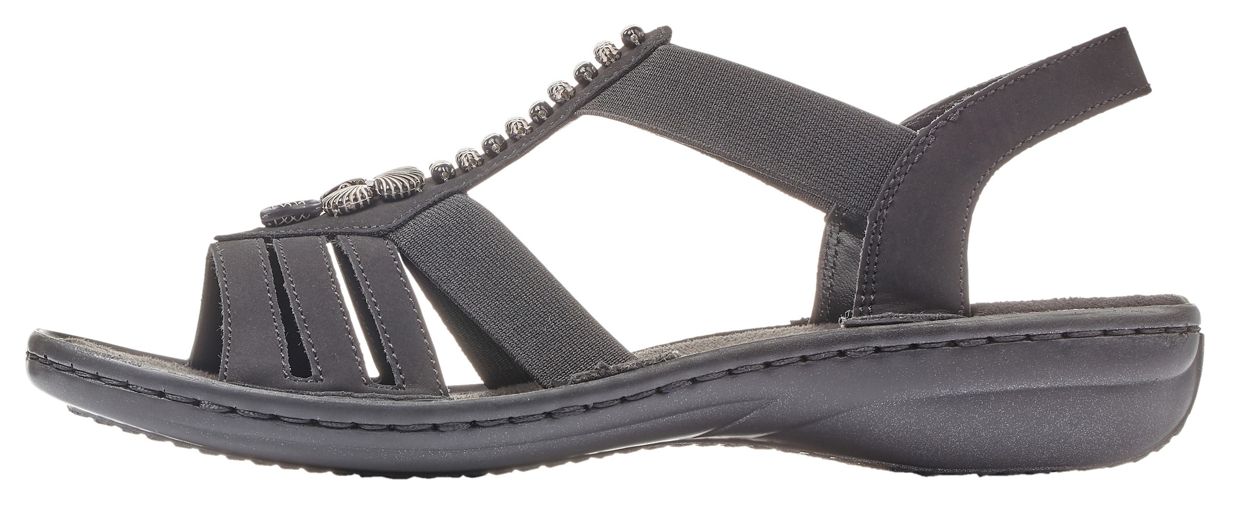 Rieker Riemchensandale, Sommerschuh, Sandalette, Keilabsatz, mit schöner Verzierung