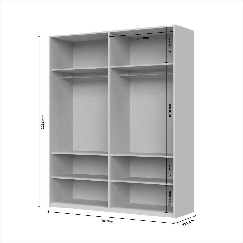 PLACES OF STYLE Schwebetürenschrank »Opera Kleiderschrank, Schlafzimmerschrank, Garderobe, Schrank« UV lackiert, Soft Close Funktion, Höhenverstellbare Füße