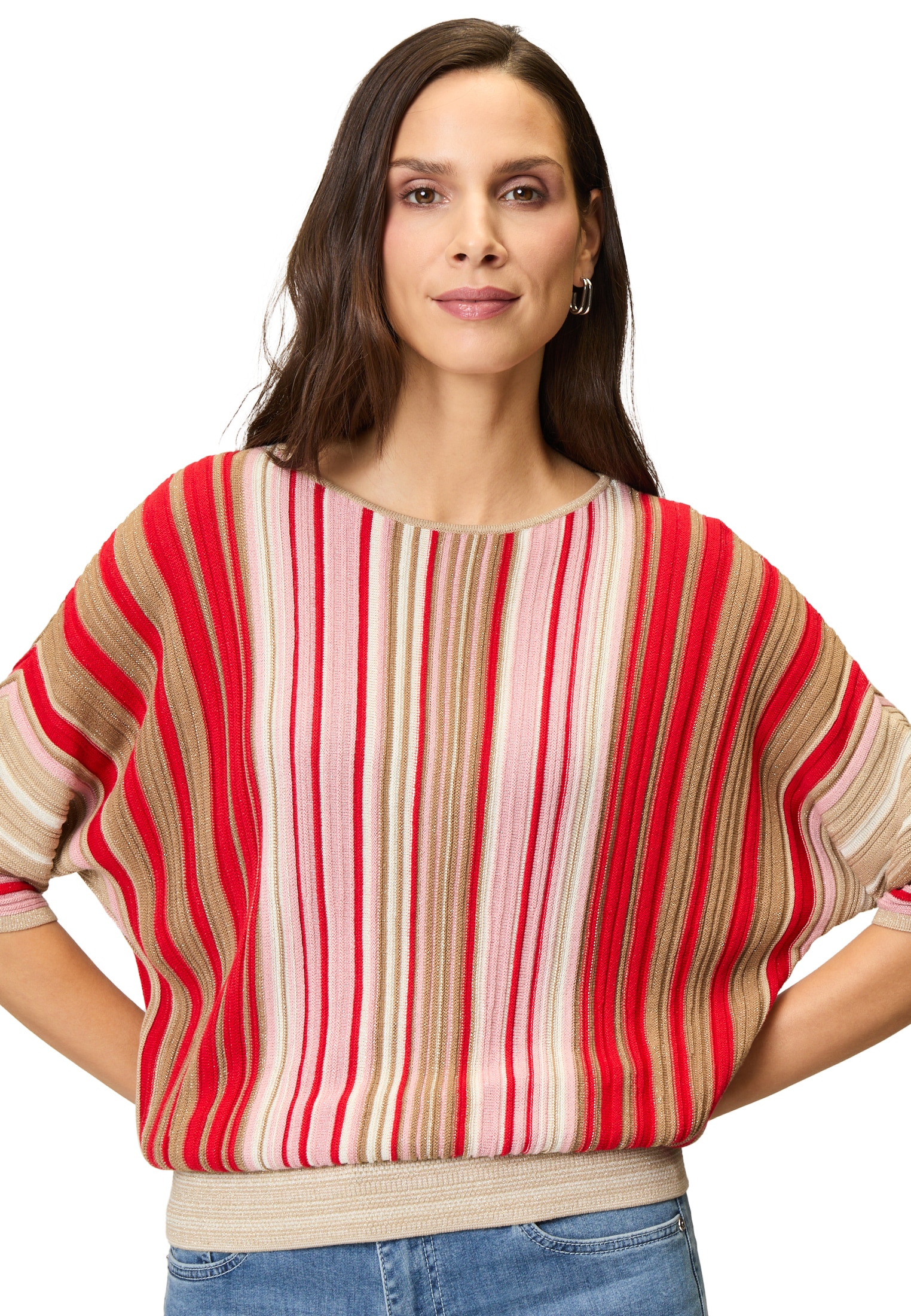Zero Rundhalspullover »Oversized-Pullover gestreift«