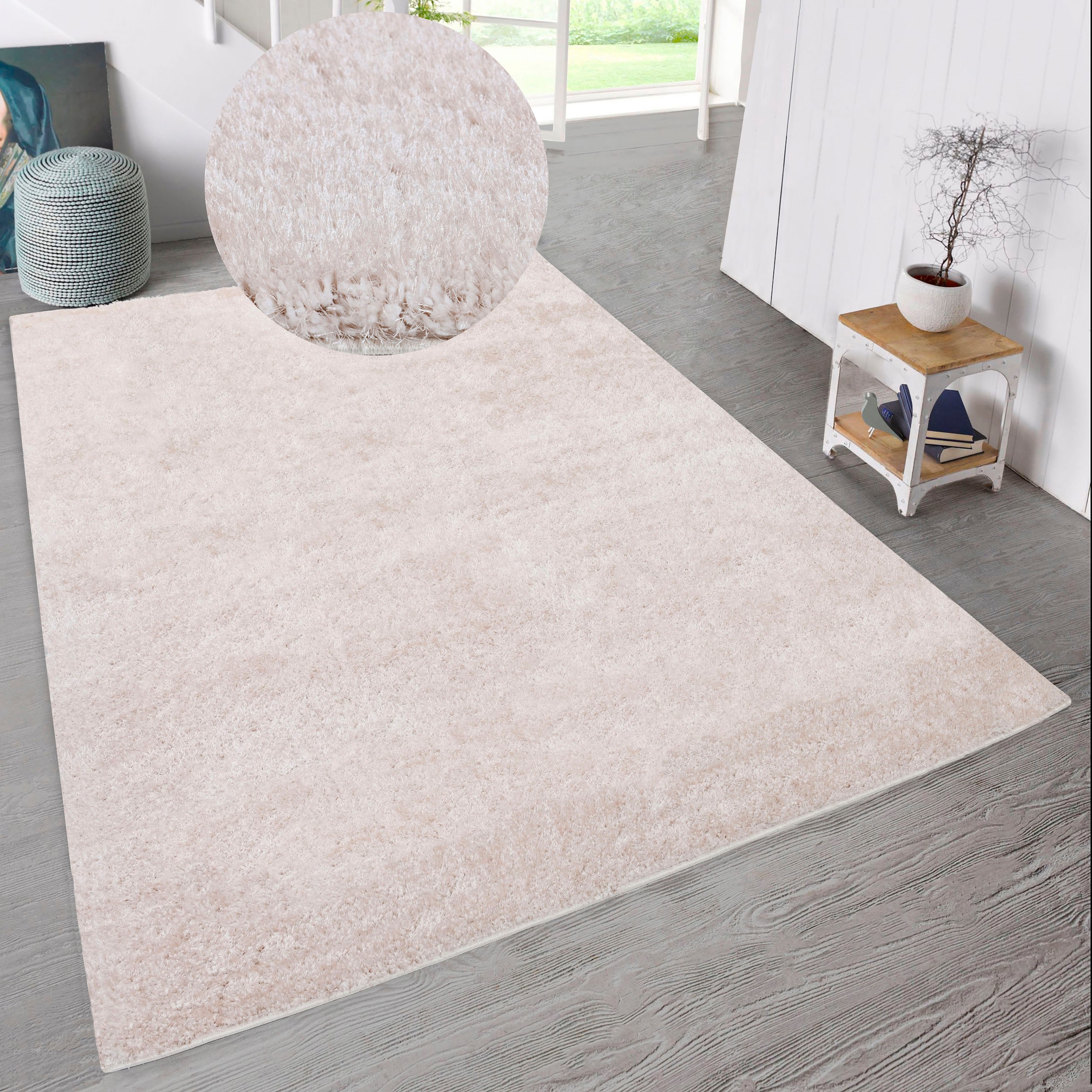 Home affaire Hochflor-Teppich »Malin«, weich in leicht glänzend, rechteckig, Uni-Farben, einfarbig, Shaggy besonders