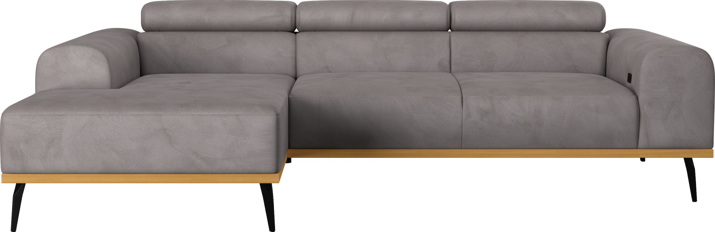 Places of Style Ecksofa »Carlo L-Form«, mit Kopfteilverstellung & Holz-Rahmenoptik, optional Relaxfunktion