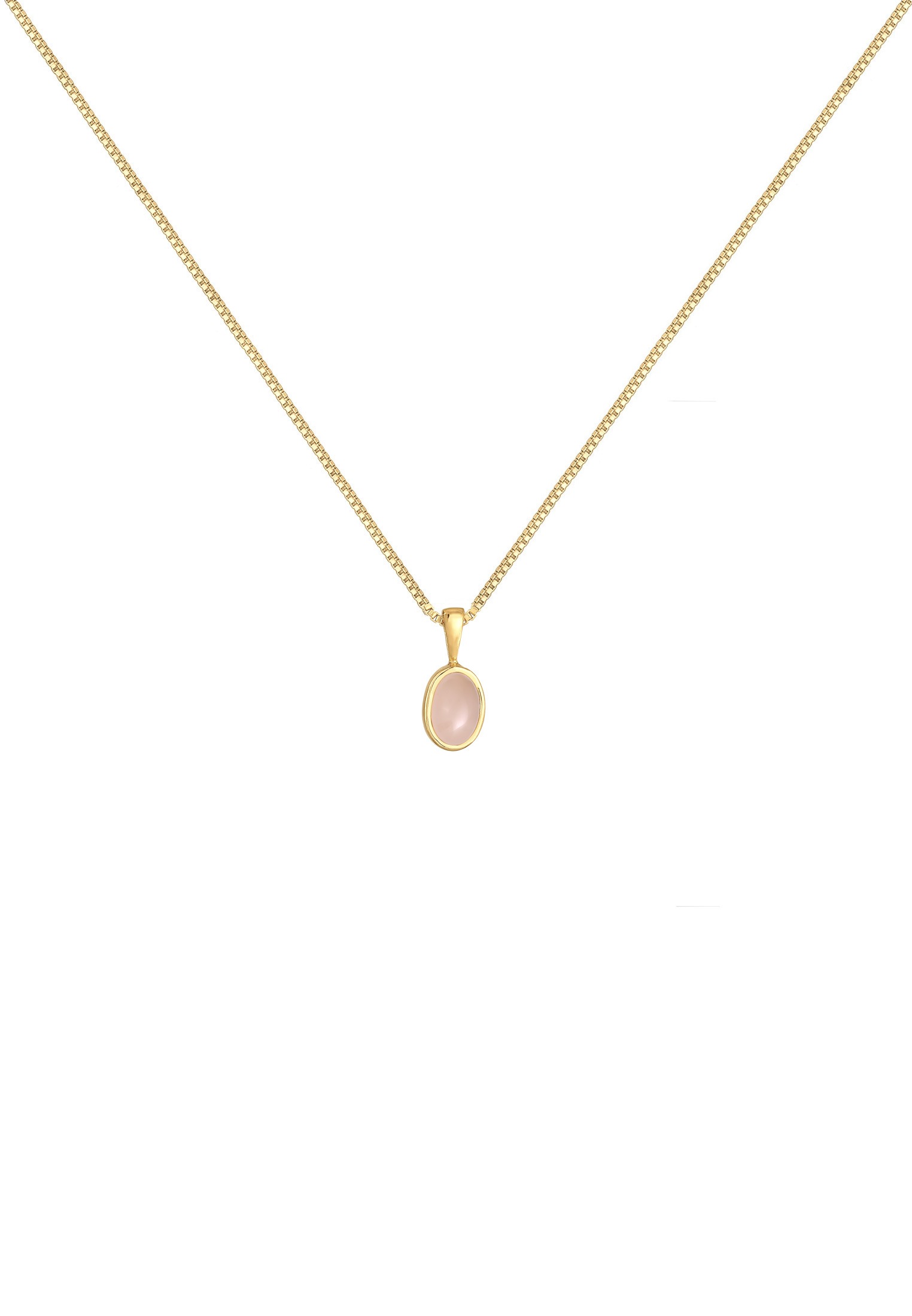 Elli Premium Silberkette »Halskette Basic Rosa Quarz Edelstein 925 Sterling Silber«