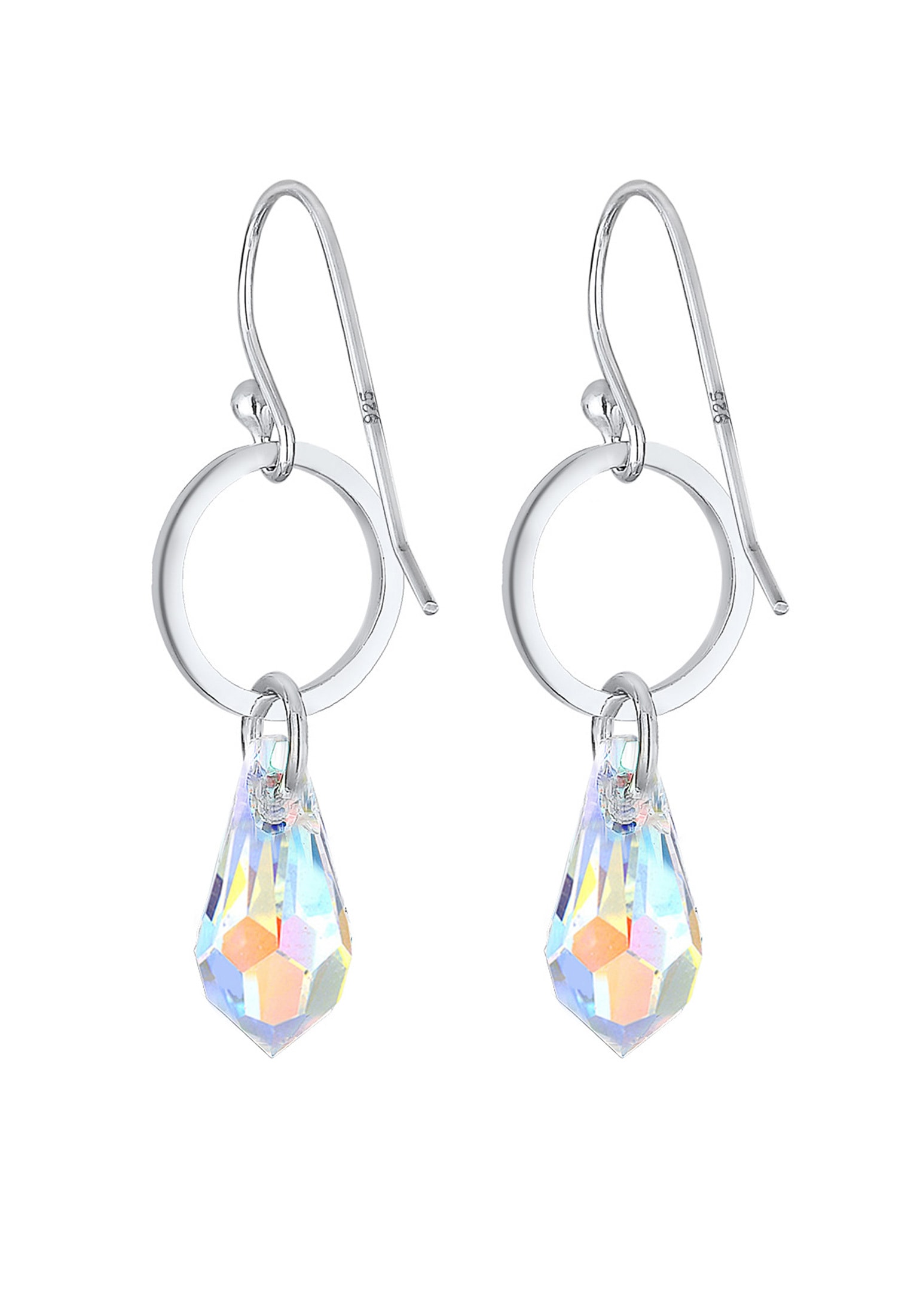Elli Paar Ohrhänger »Ohrringe Ohrhänger lang Tropfen Glas Kristalle Weiß 925 Sterling Silber«