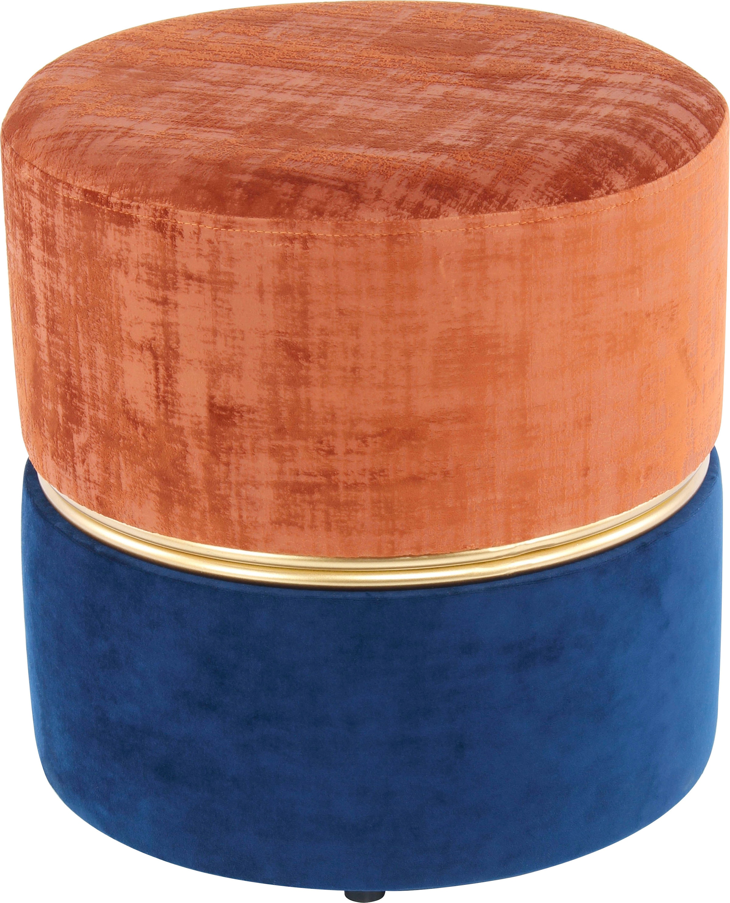 Kayoom Sitzhocker »Hocker Cleopatra 625, Sitzhocker in zweifarbigem Design« 1 Stk. tlg. zweifarbig, dekorativ, pflegeleicht, edler Akzent durch Metallring