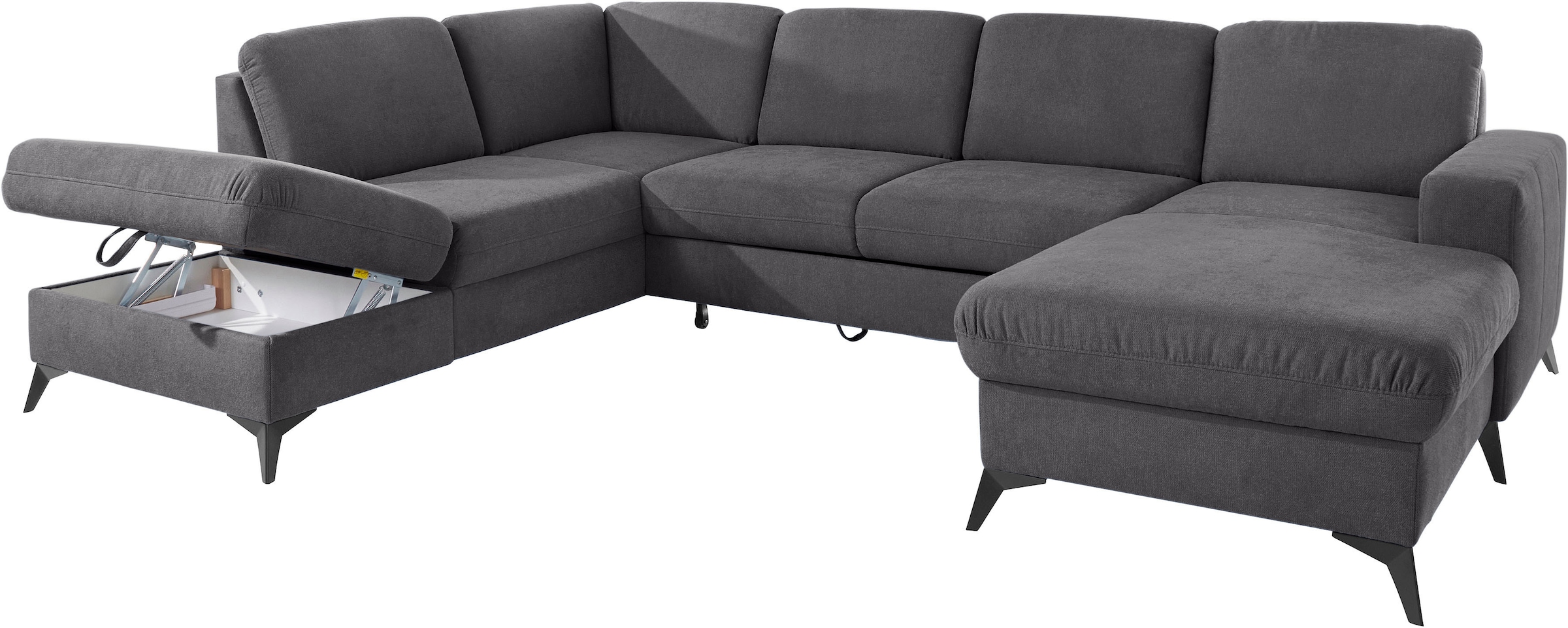 Places of Style Wohnlandschaft »Lolland U-Form«, Wahlweise mit Bettfunktion und Stauraum, auch mit abwischbarem Bezug