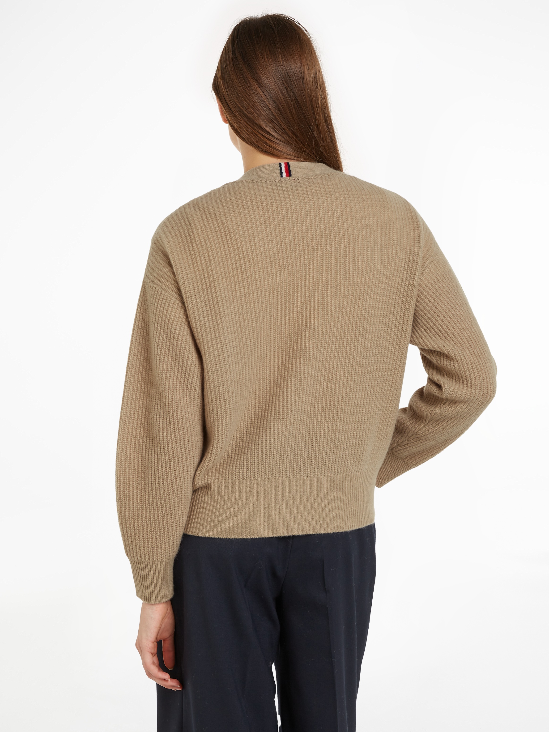 Tommy Hilfiger Strickjacke »TH SCRIPT SOFT WOOL V-NK CARDI«, mit Tommy Hilfiger Script Logo-Schriftzug