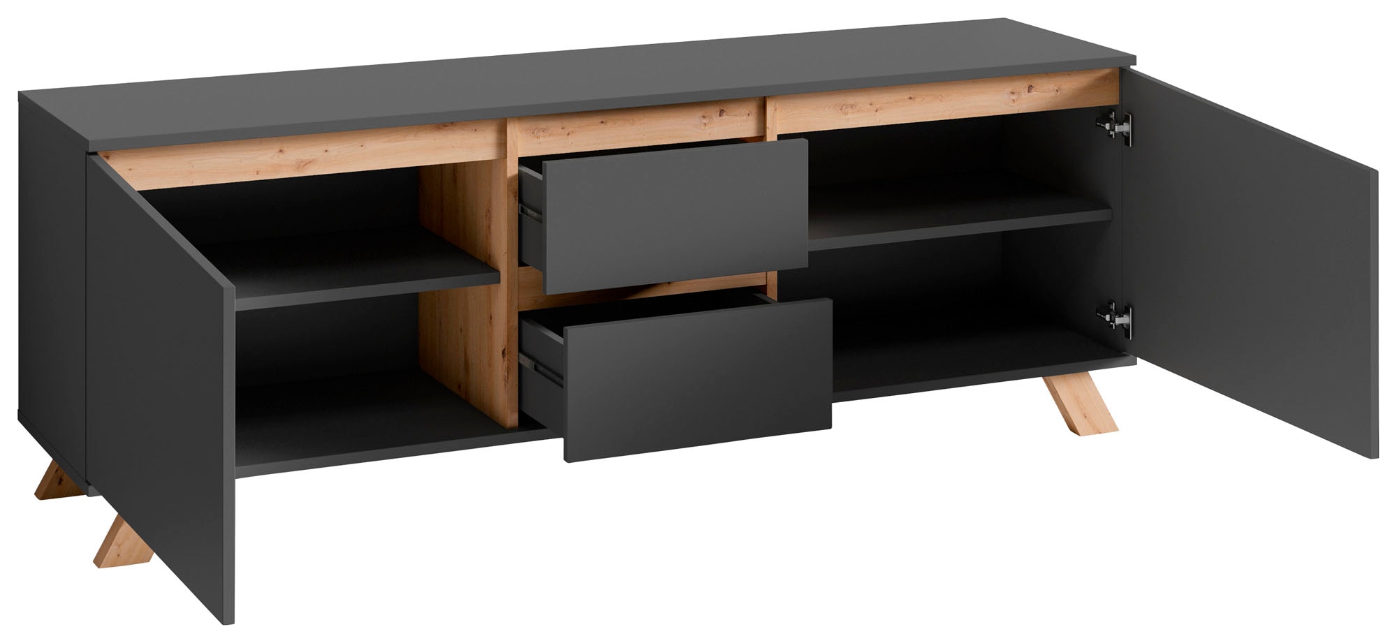 INOSIGN Lowboard »Valentin«, 160cm TV Board mit 2 Türen und 2 Schubkästen in modernem Skandi Design