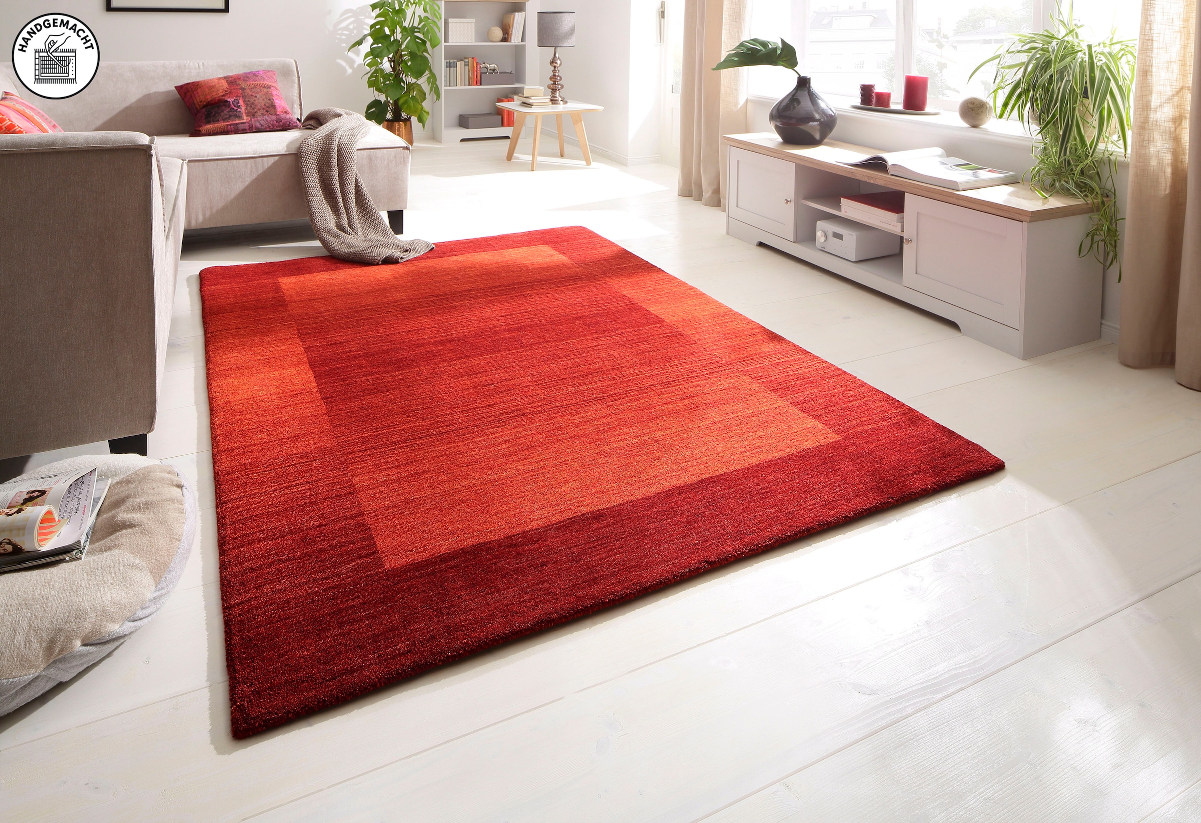 THEKO Wollteppich »Gabbeh Super, Handweb, auch als Läufer erhältlich, reine Wolle« rechteckig 9 mm Höhe Schlafzimmer, Wohnzimmer, Esszimmer, auch als Bettumrandung