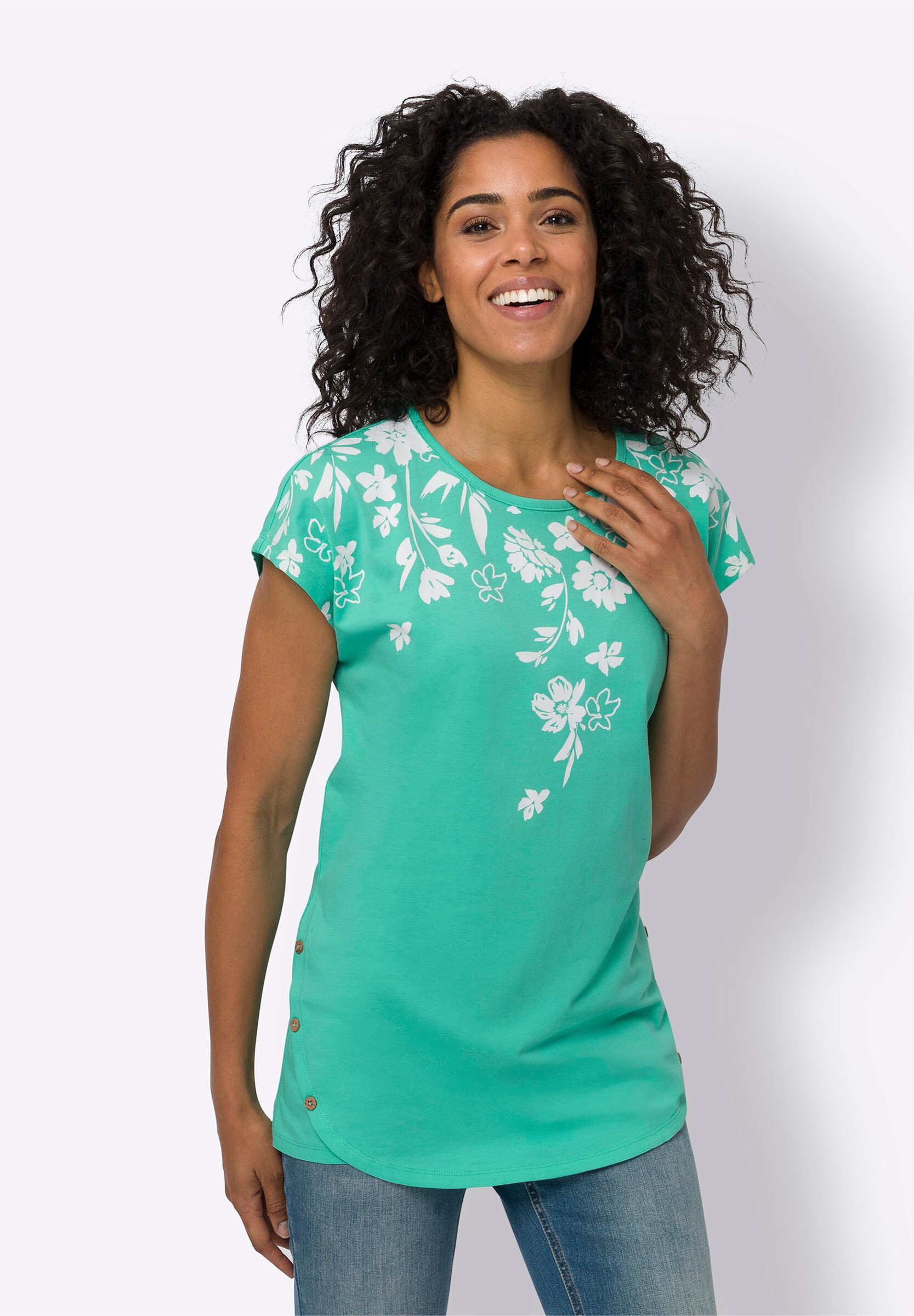 Sieh an! Longshirt »Longshirt Longshirt mit Zierknöpfen«