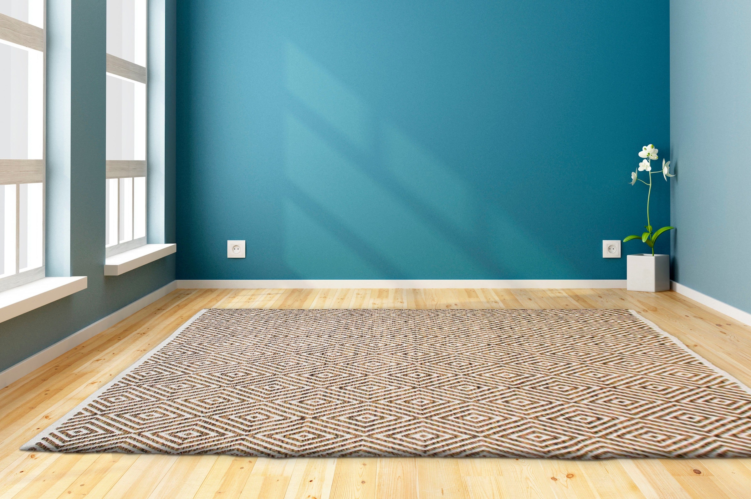 my home Teppich »Tiara«, rechteckig, aus Rauten-Muster, Teppich kaufen online Baumwolle 100% mit