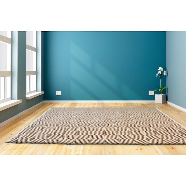 my home Teppich »Tiara«, rechteckig, mit Rauten-Muster, Teppich aus 100%  Baumwolle online kaufen