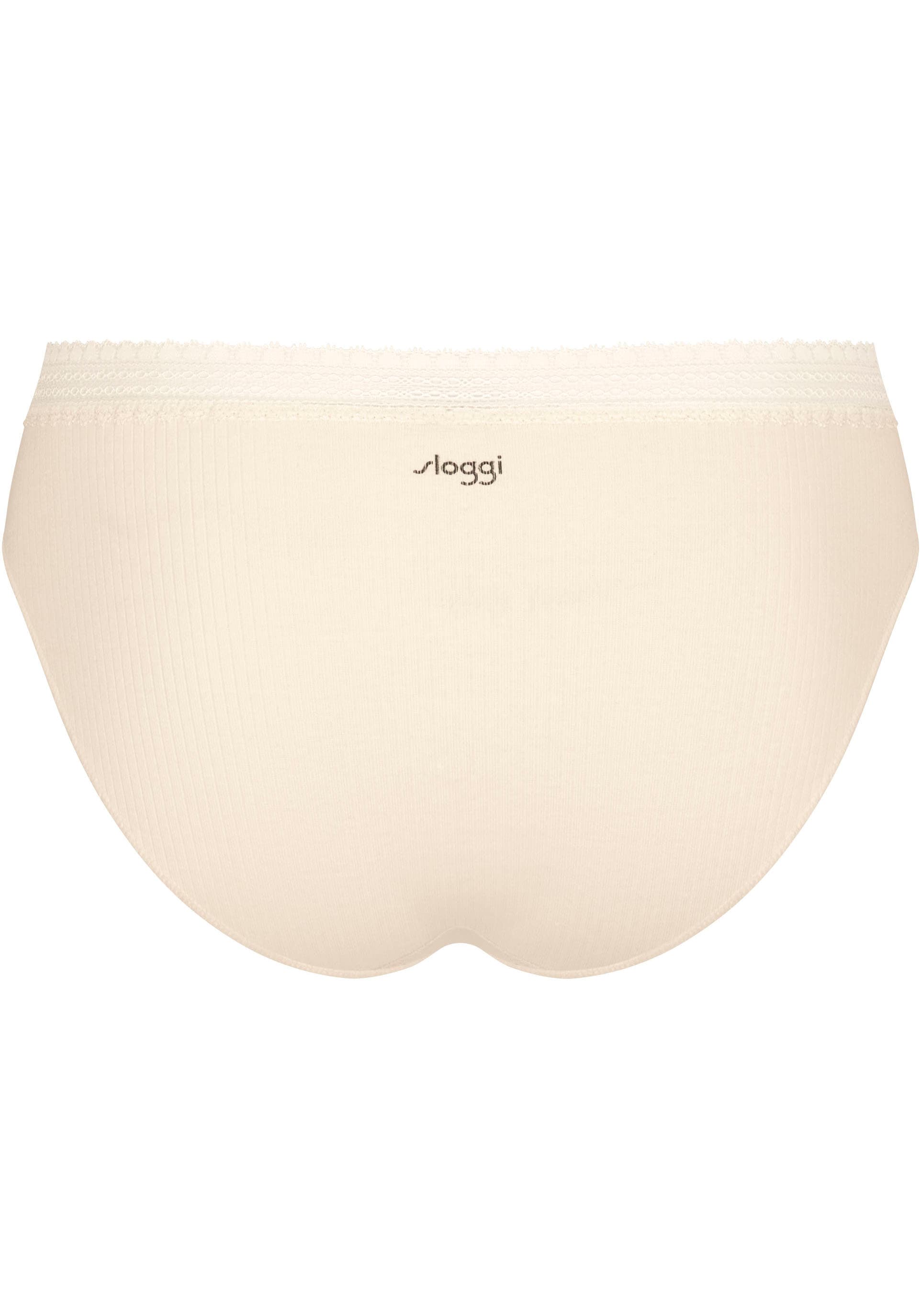 sloggi Tai-Slip »GO Ribbed«, (2er Pack), Feinripp, Baumwollmix, Stretch-Spitze, bequem, elastisch, weich