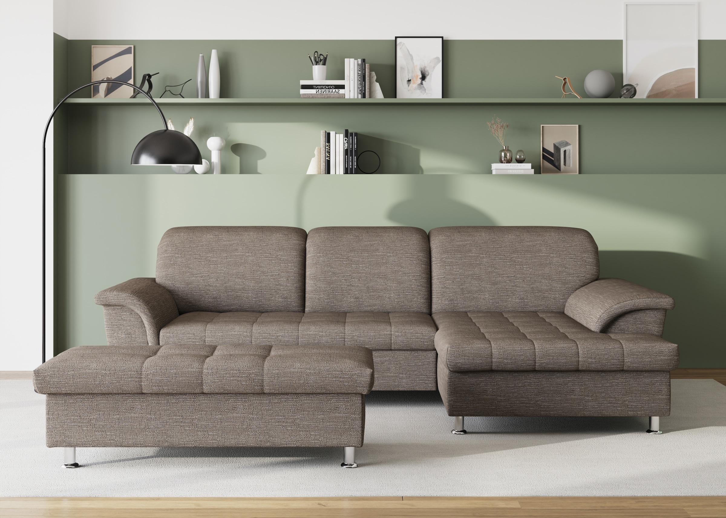 DOMO collection Ecksofa Franzi, wahlweise mit Bettfunktion, Bettkasten und Kopfteilverstellung