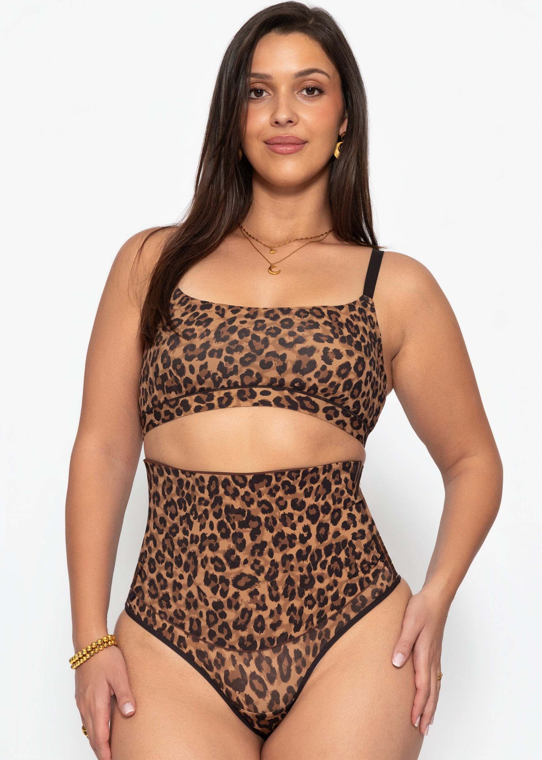 SASSYCLASSY Shapingslip »Sculpting Shapewear Pants mit String und Leo-Print« Elastischer Shaping-String mit hohem Bund und starker Formwirkung
