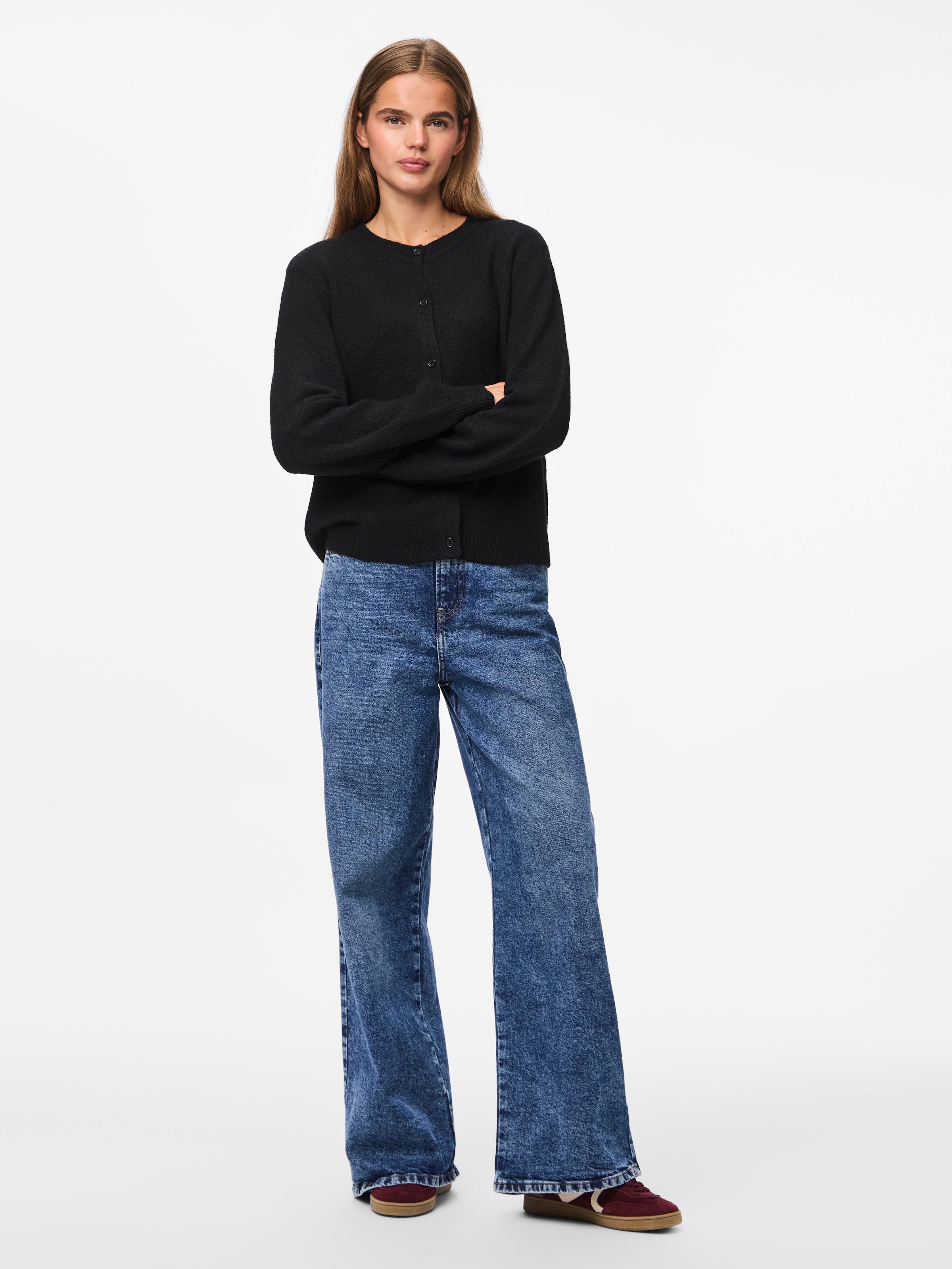 pieces Strickjacke »PCMALOU LS KNIT CARDIGAN NOOS BC« Materialmix, slim fit