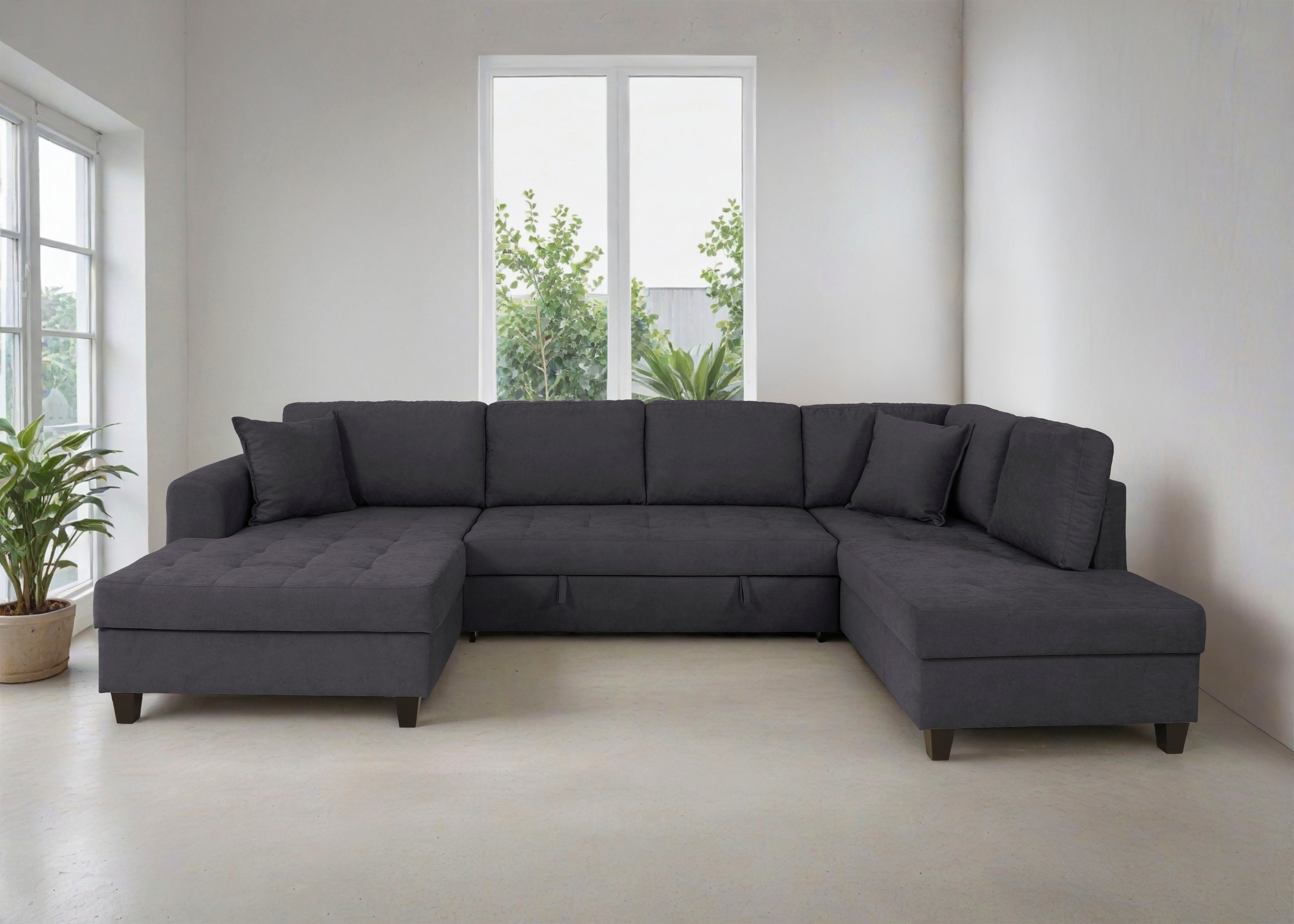OTTO home Wohnlandschaft "Moritz U-Form, B: 324 cm" mit Schlaffunktion, Bettkasten & Zierkissen