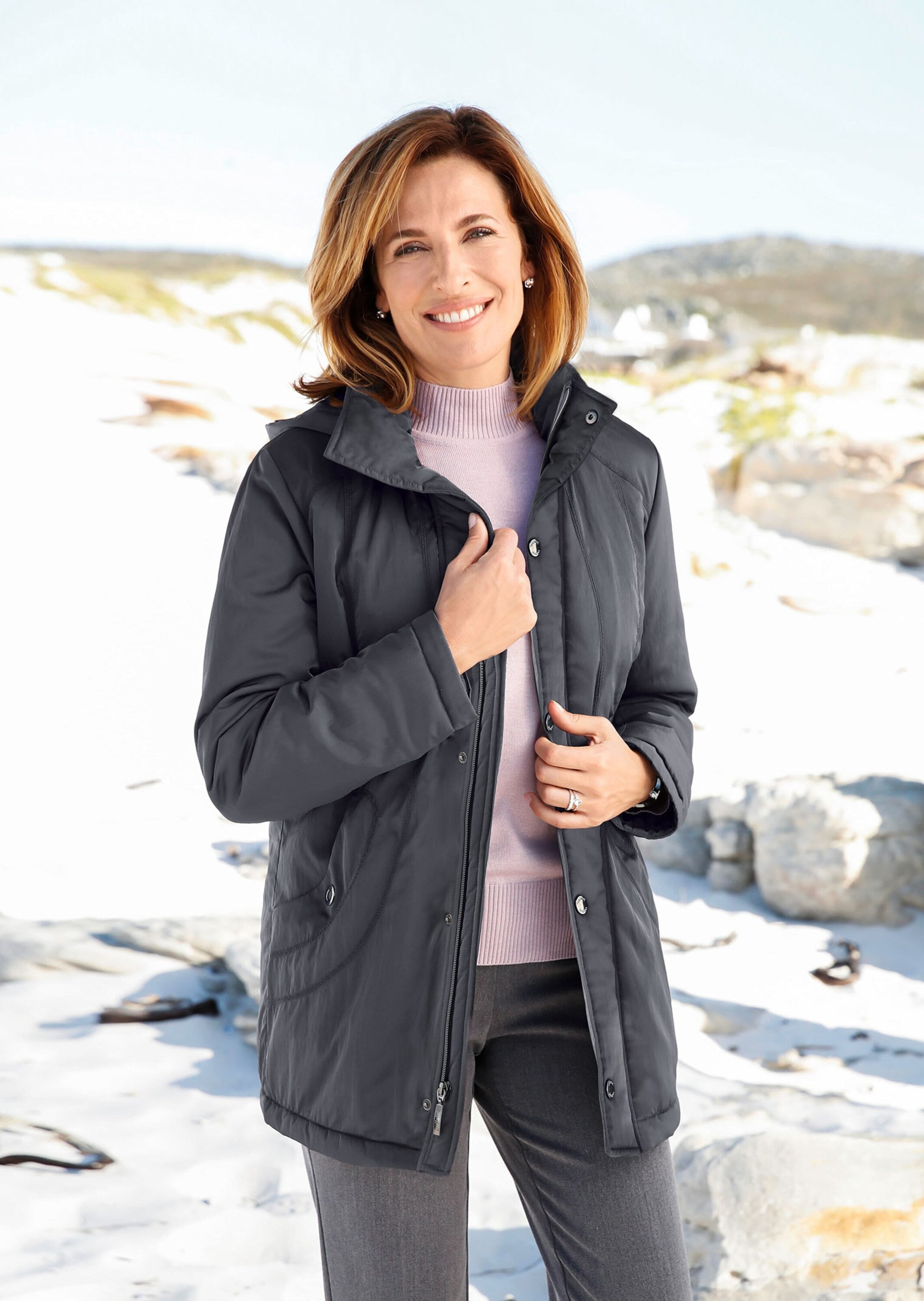 GOLDNER Winterjacke »Jacke mit Kapuze in dezenter Crashstruktur«