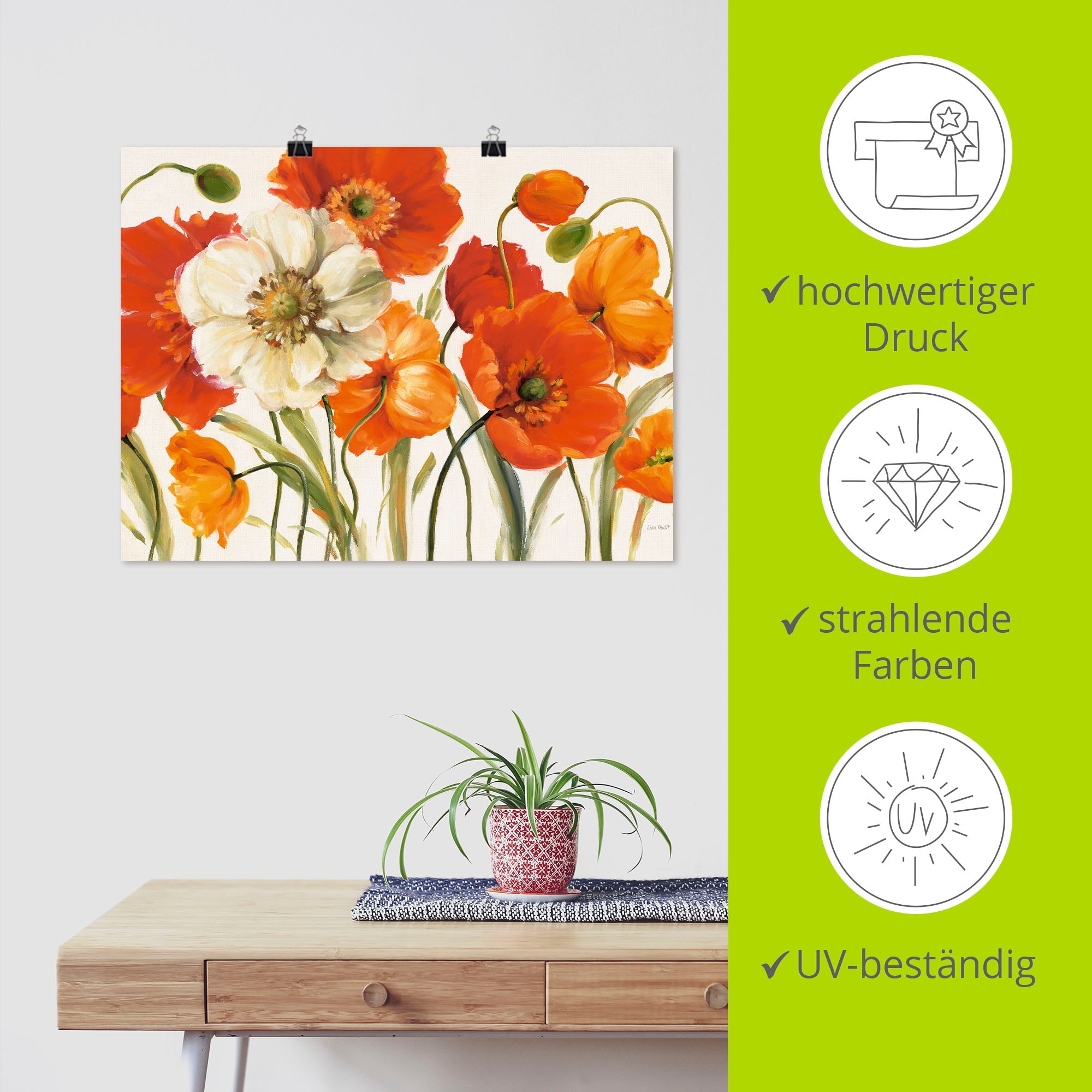 Artland Wandbild »Mohnblumen I« Blumen 1 Stk. tlg. als Leinwandbild, Poster in verschied. Größen