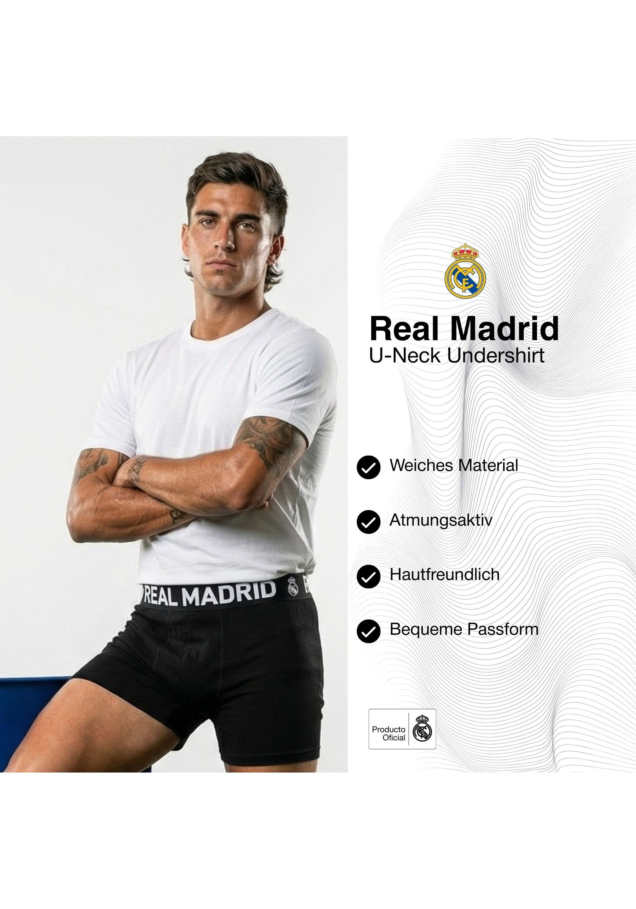 Real Madrid T-Shirt »T-Shirt RM Undershirt U-Neck 5-Pack 5er Pack« 5