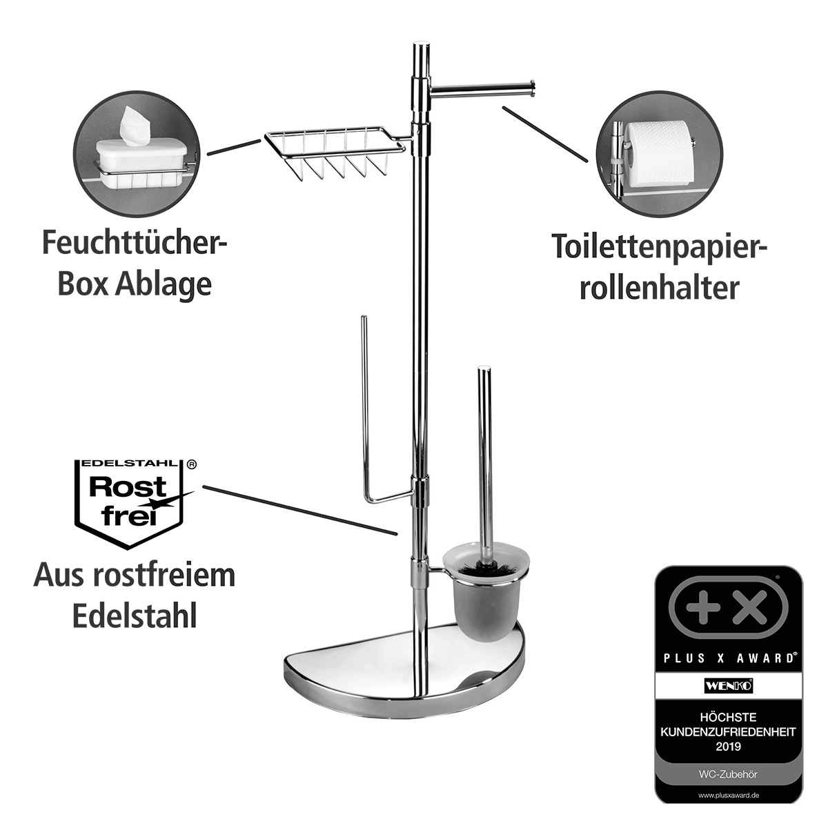 Garantie XXL Edelstahl, online »Raumsparwunder«, kaufen Feuchttücher-Halter aus und 3 mit Jahren WC-Garnitur mit | WENKO Ersatzrollen-