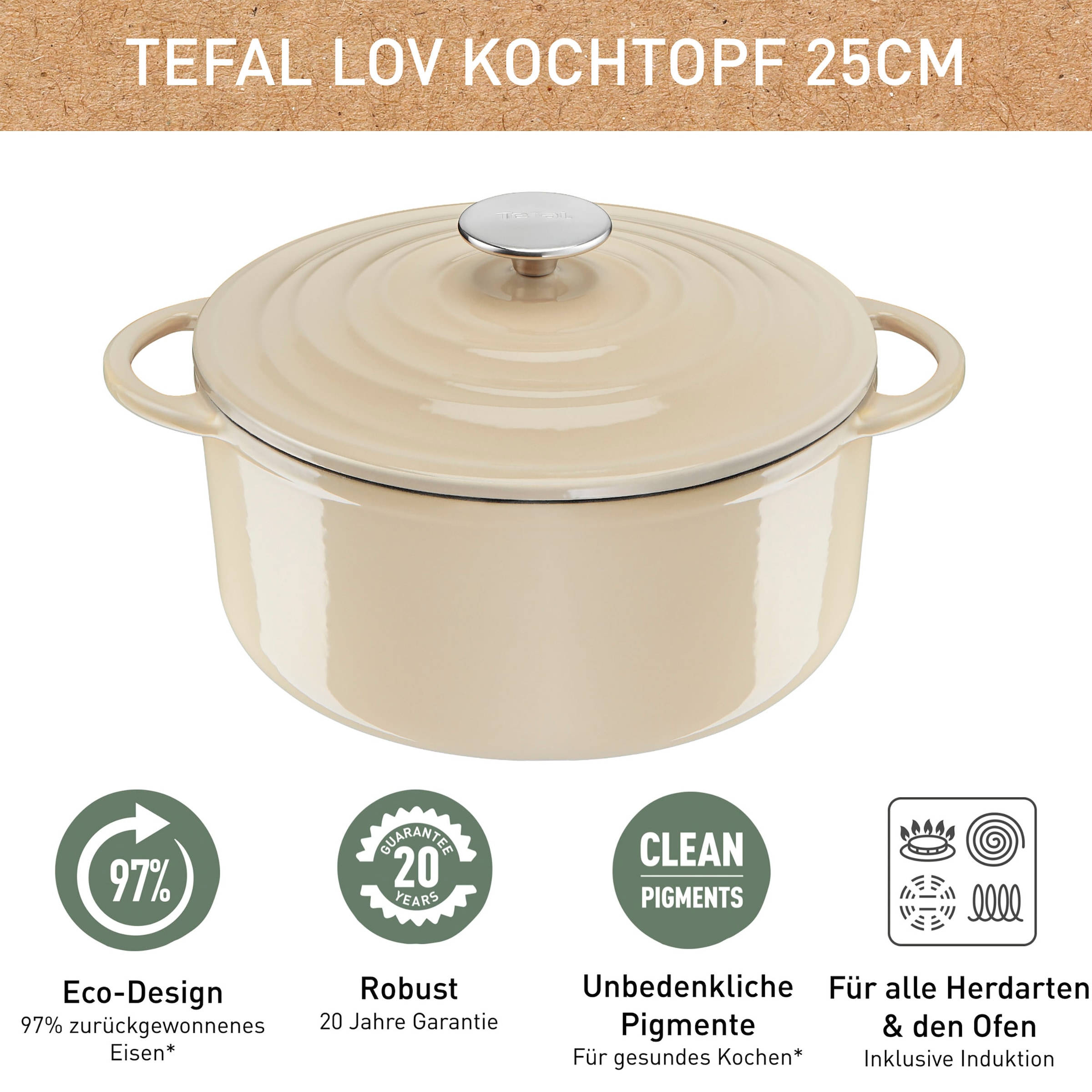 Tefal Kochtopf »LOV« 1 Stk. tlg. Gusseisen