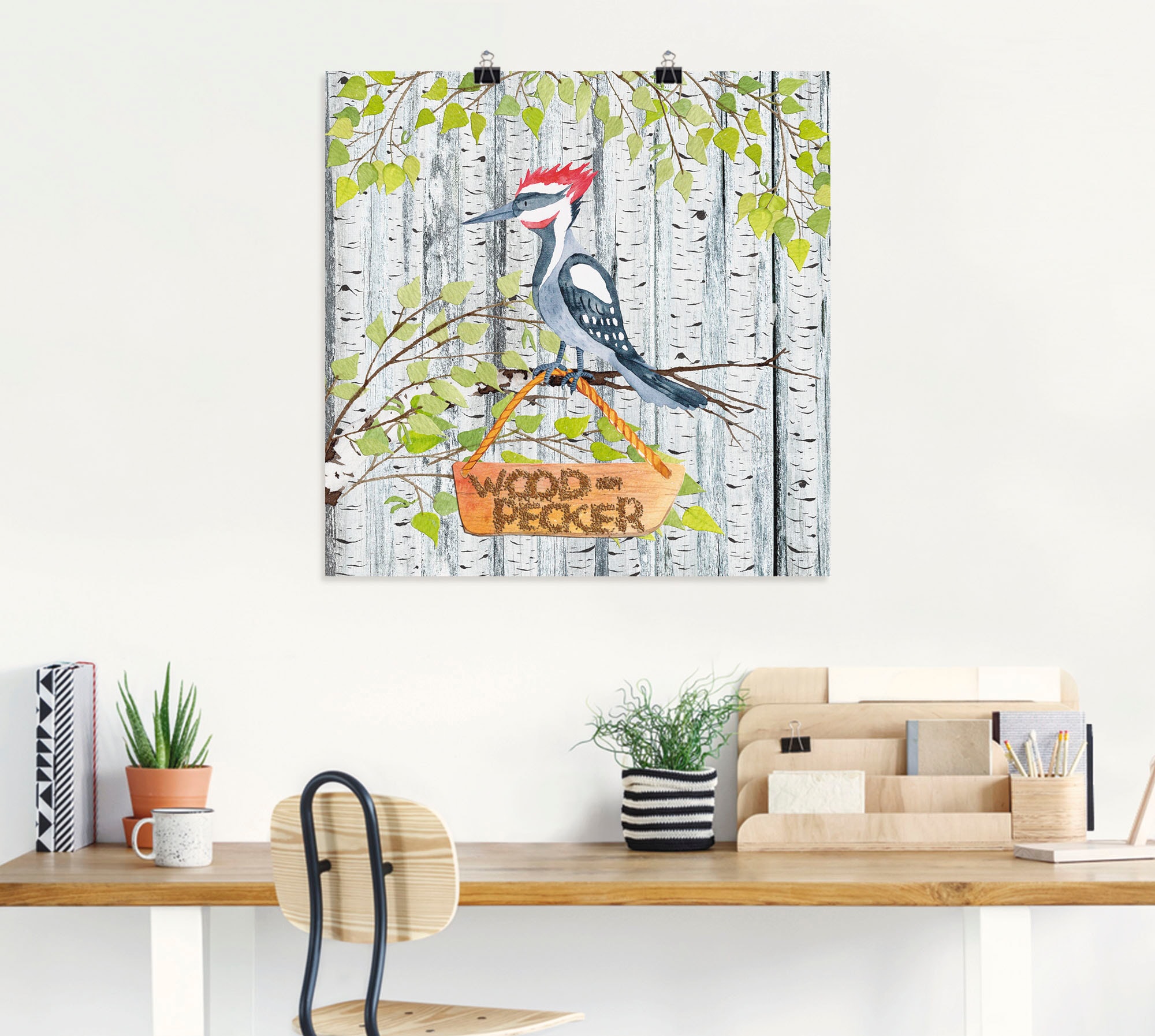 Artland Wandbild »Waldfreunde- der laute Specht«, Tiere, (1 St.), als Alubild, Leinwandbild, Wandaufkleber oder Poster in versch. Größen
