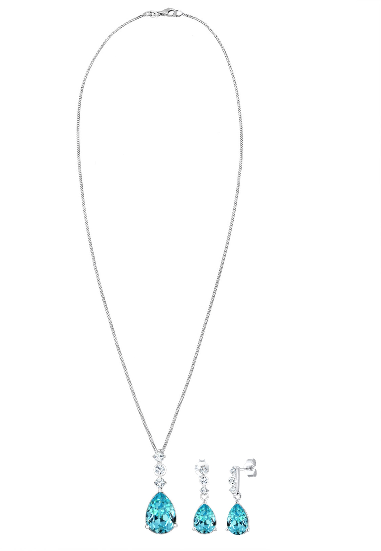 Elli Premium Ohrring und Ketten Set »Schmuckset Set Tropfen Kristalle 925 Silber«