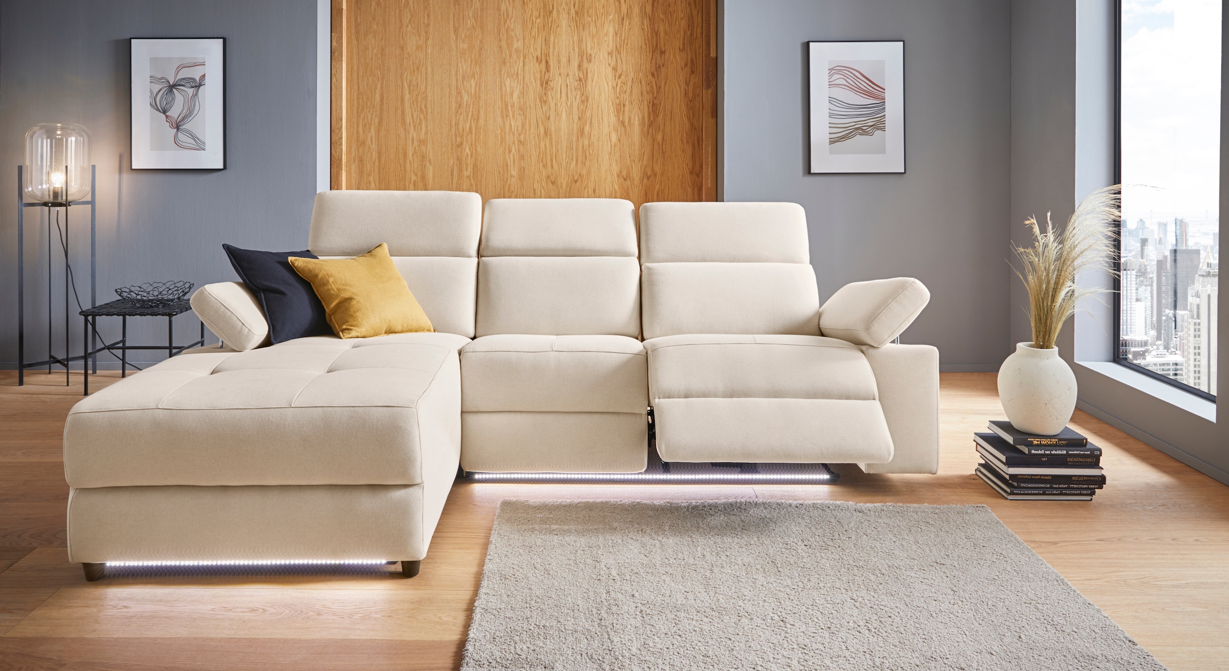 Places of Style Ecksofa »Kilado, L-Form,«, mit Relaxfunktion, verstellbarer Armlehne, Kopfteilverstellung