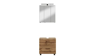 Badmöbel-Set »"Trento", Badezimmer-Set, Waschbeckenunterschrank, Spiegelschrank«, (2 St.)