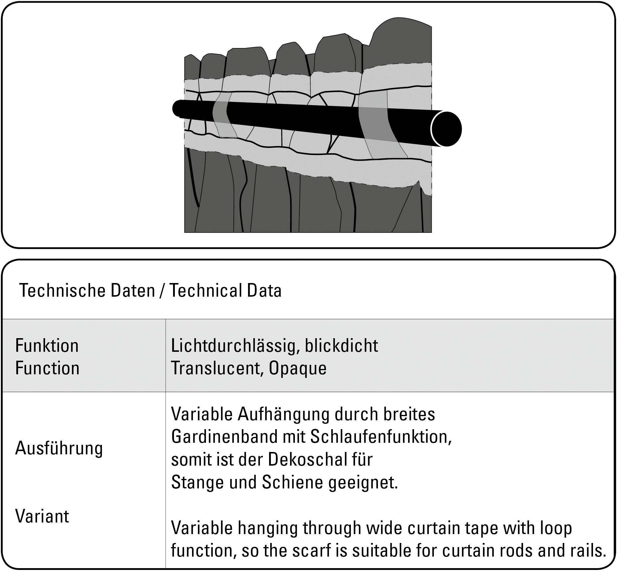 Gardine »Schal Rankenblätter«, (1 St.), mit Gardinenband und verdeckten Schlaufen