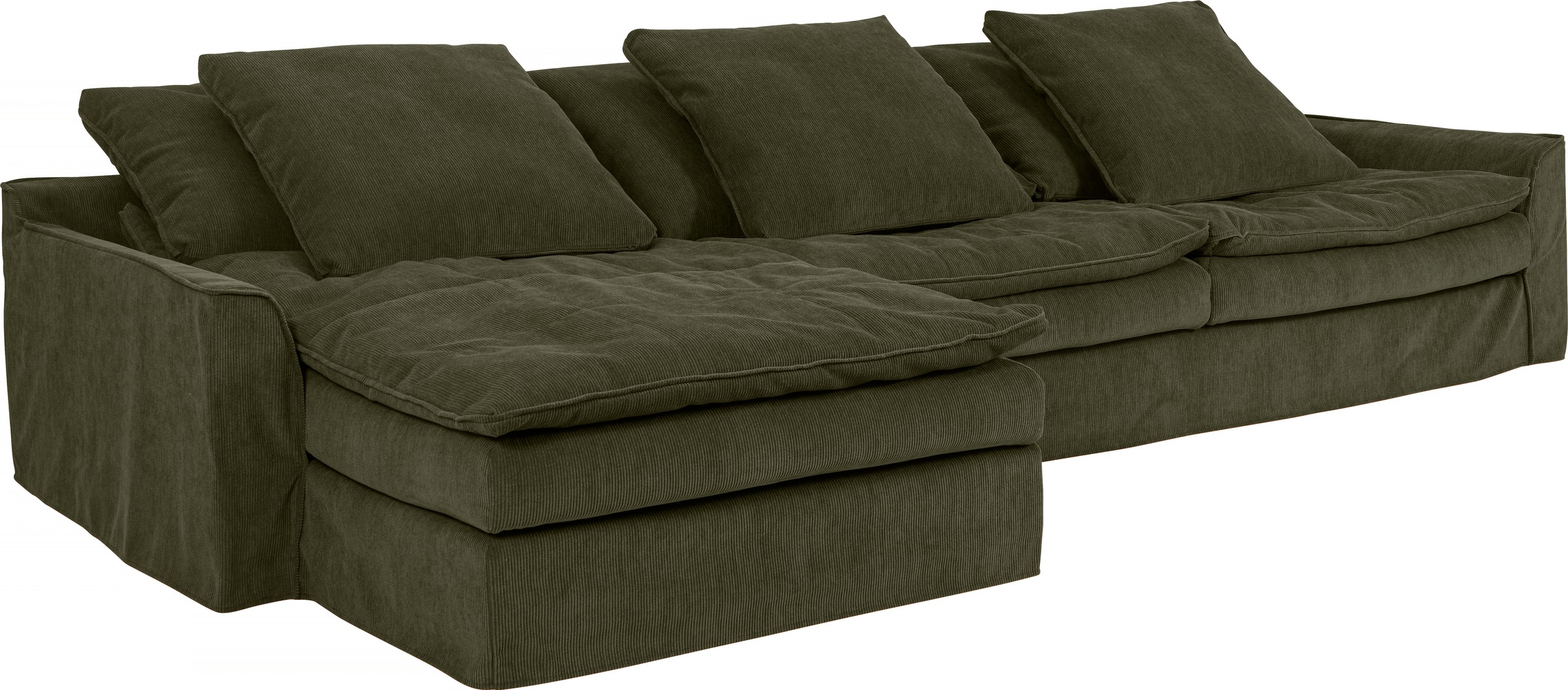 furninova Big-Sofa »Sake, Kuschel-Megasofa, Relaxsofa, leger und sehr bequem, viel Platz«, mit 6 Rückenkissen, abnehmbarer Hussenbezug, L-Form