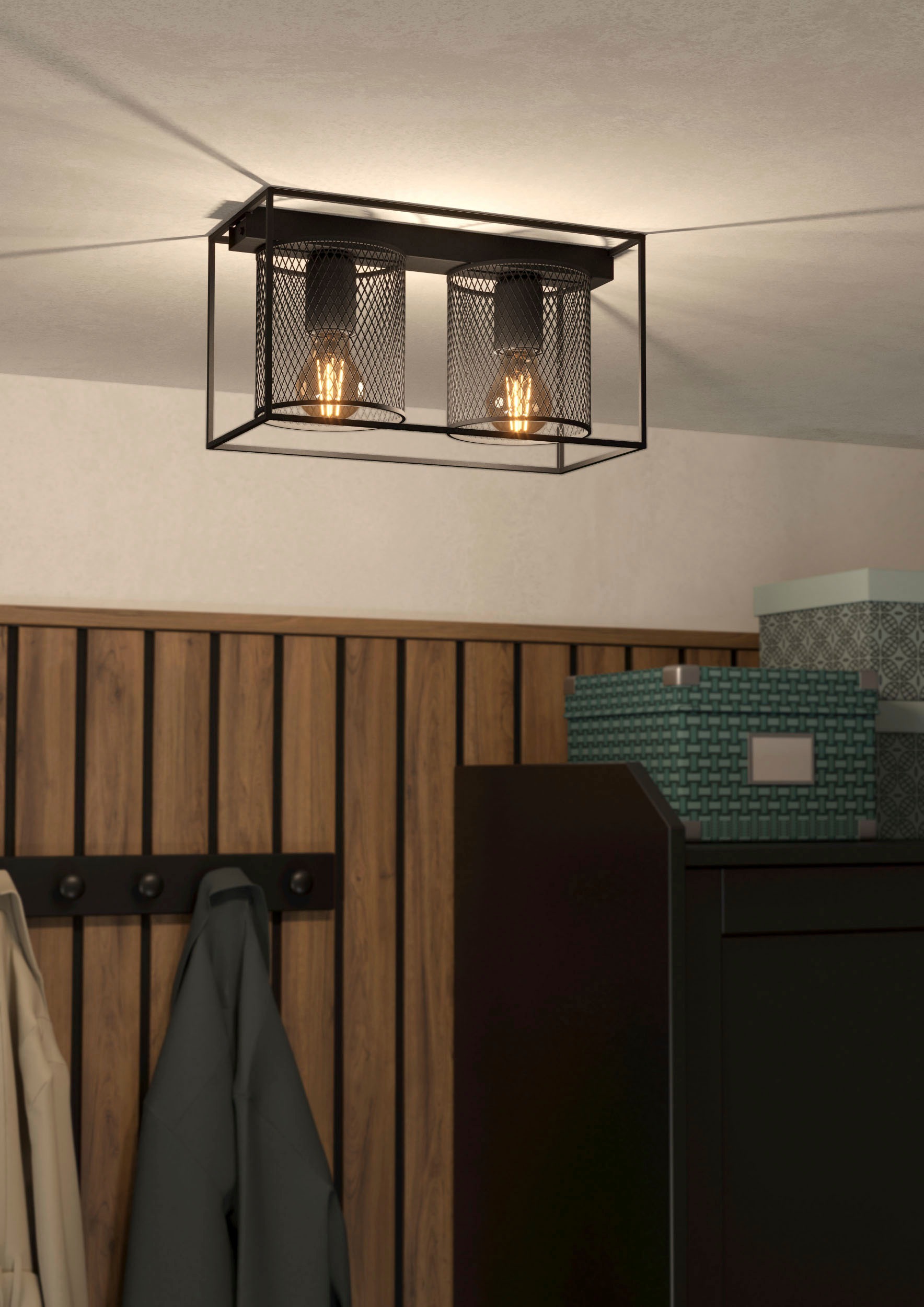 EGLO Deckenleuchte »CATTERICK« E27 1 Stk. Deckenleuchte in schwarz aus Stahl  -  exkl. E27 - 40W