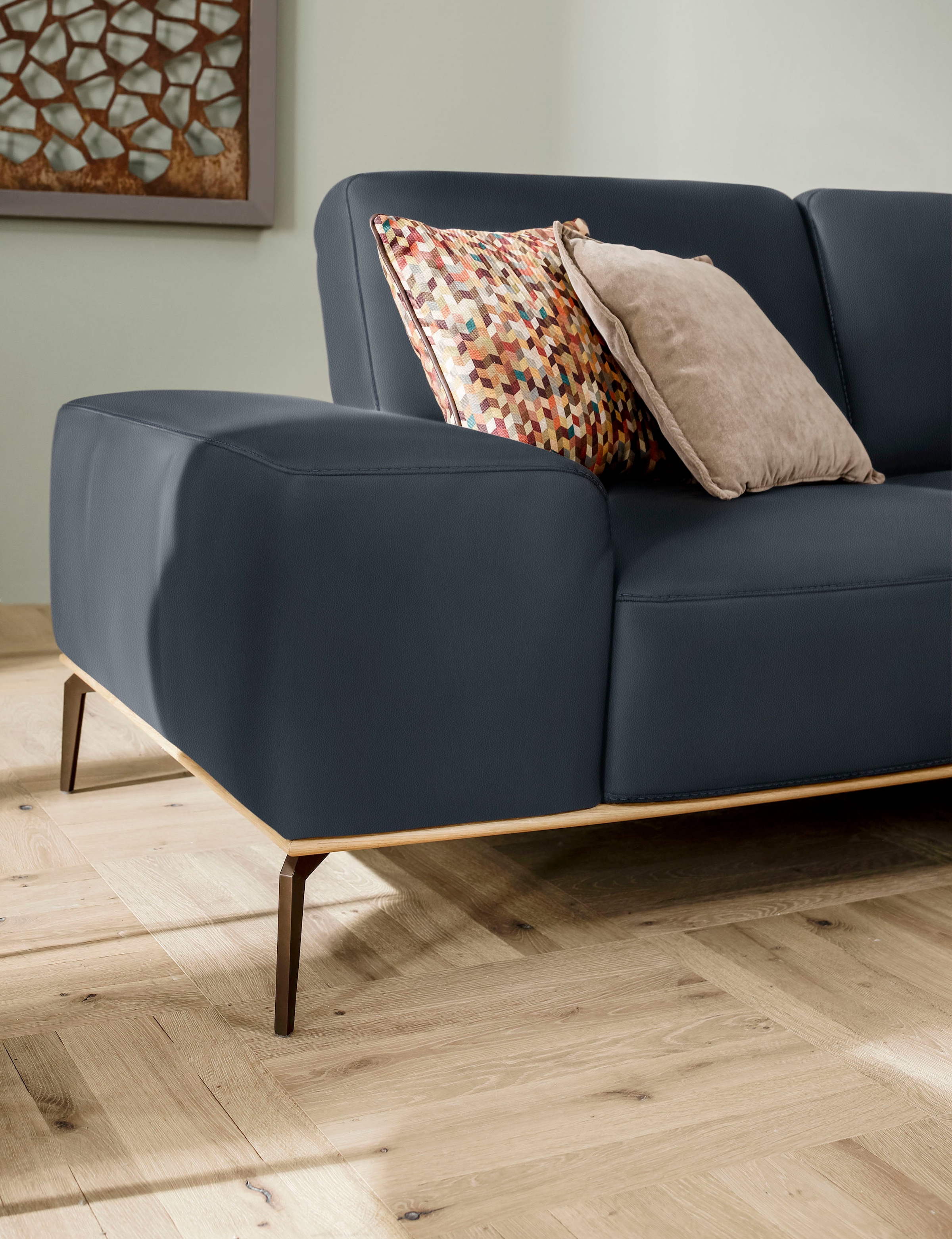 W.SCHILLIG Ecksofa »run, Designsofa mit tollem Sitzkomfort, L-Form«, mit Holzsockel, Füße in Bronze pulverbeschichtet, Breite 299 cm